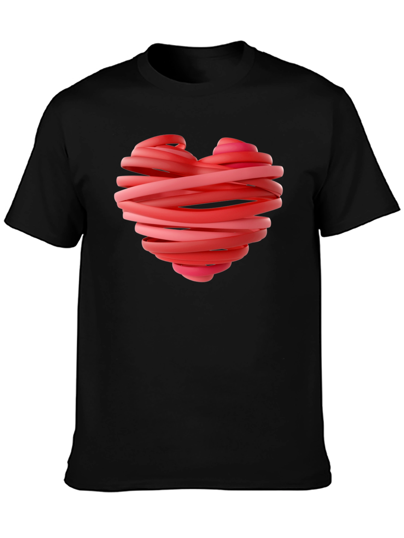 Heart Ribbon Graphic Tee - Stylish Black T-Shirt