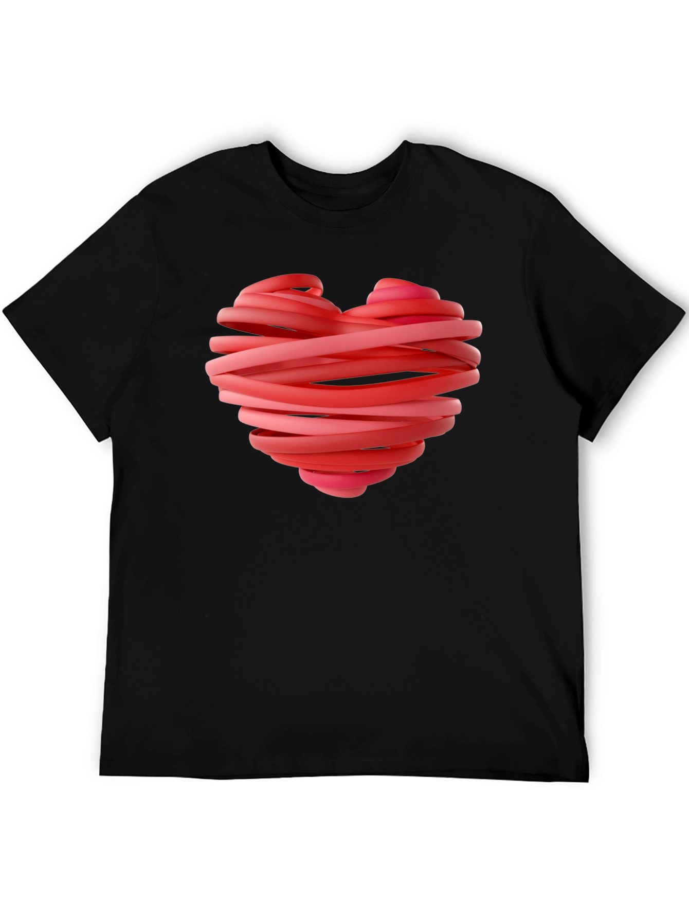 Heart Ribbon Graphic Tee - Stylish Black T-Shirt