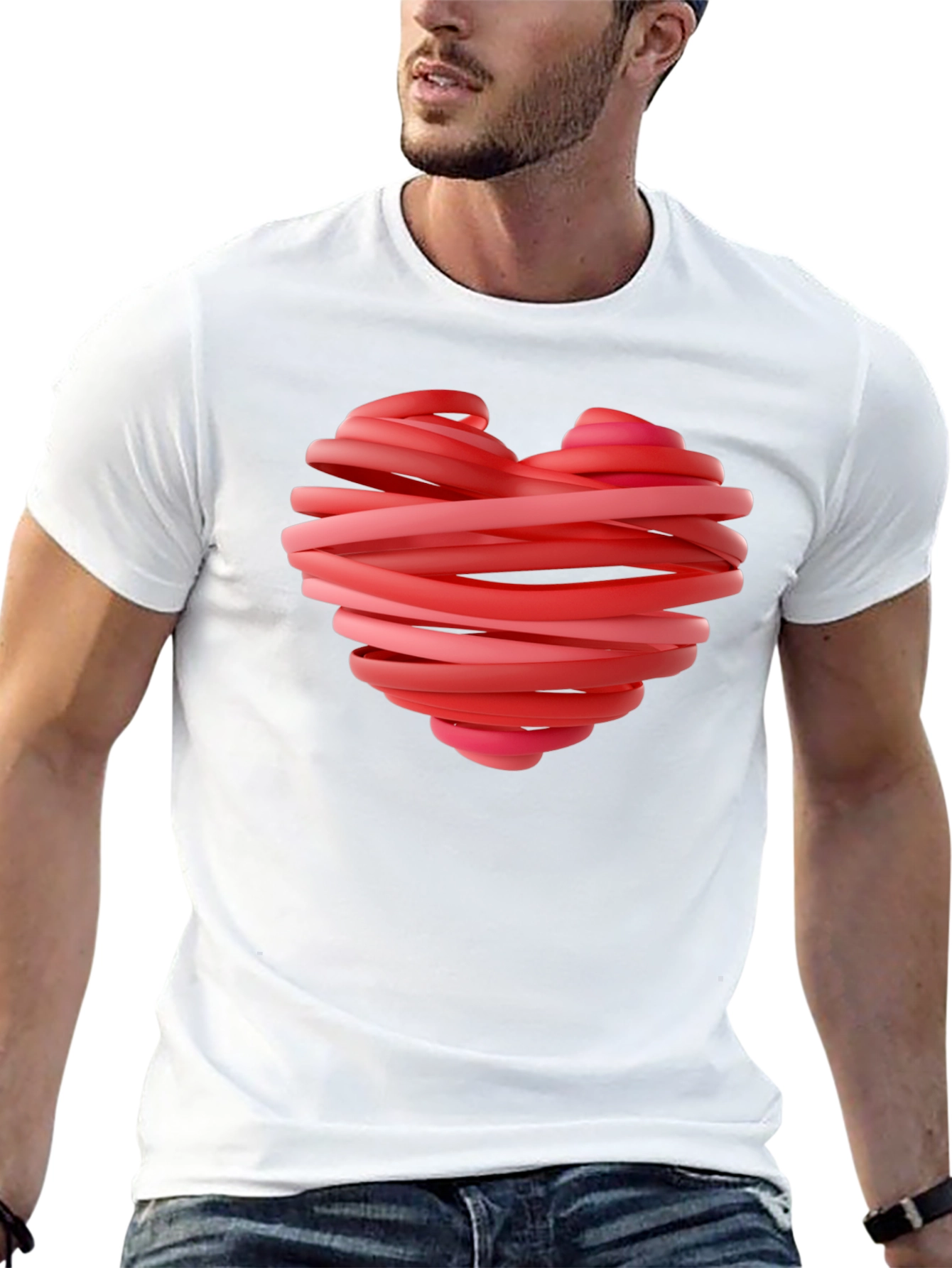Heart Ribbon Graphic Tee - Stylish Black T-Shirt