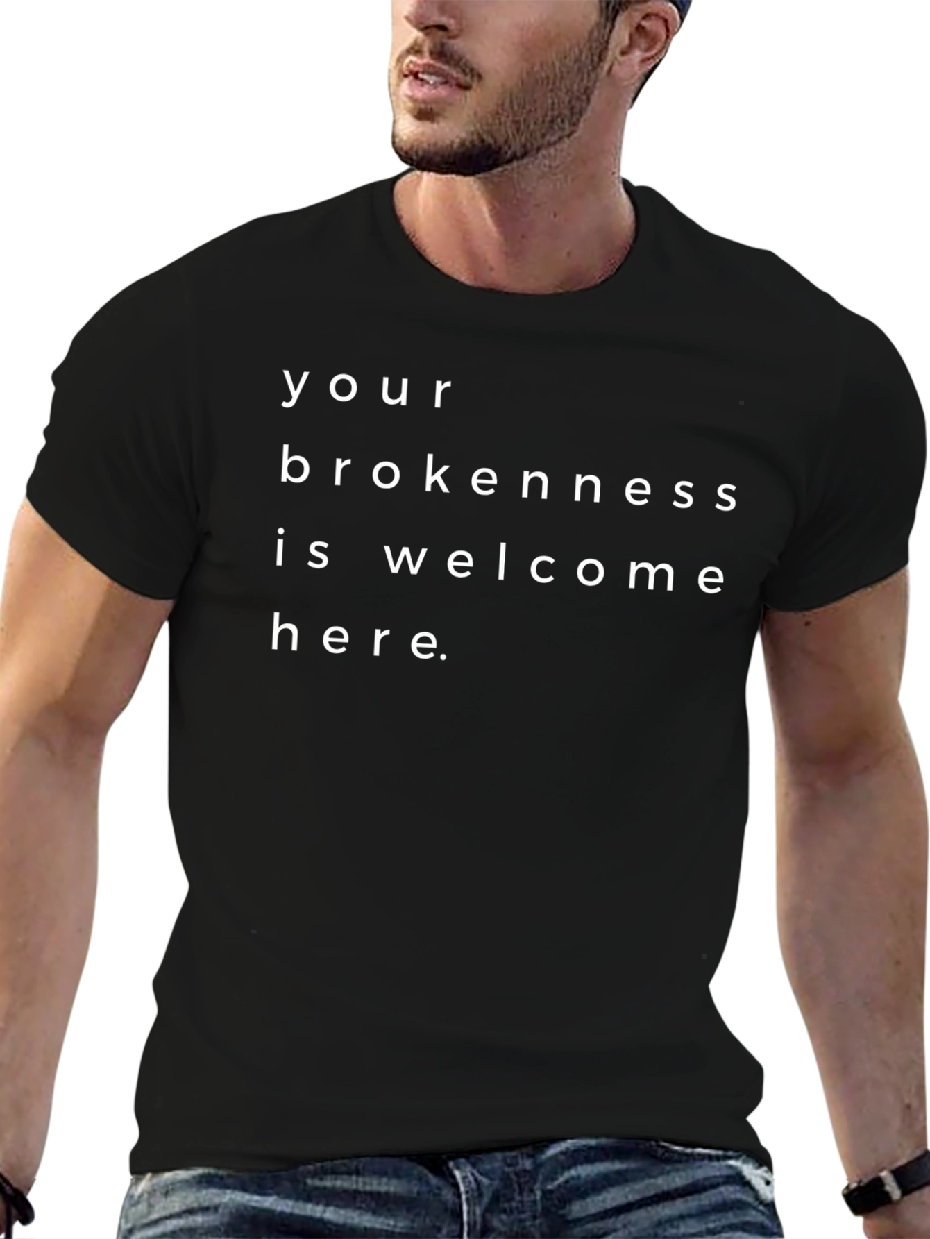Your Brokenness Welcome Here Black Tee