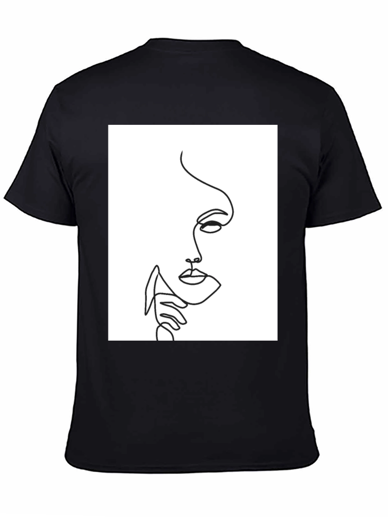 Abstract Face Line Art Black T-Shirt