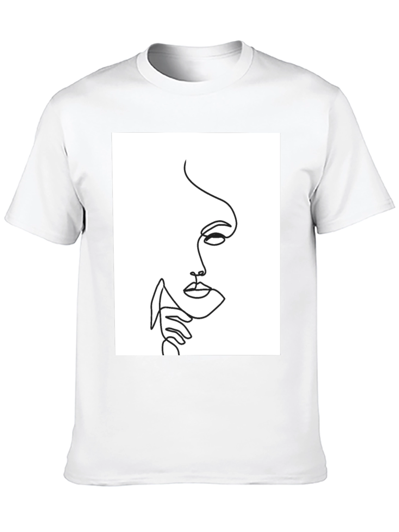 Abstract Face Line Art Black T-Shirt