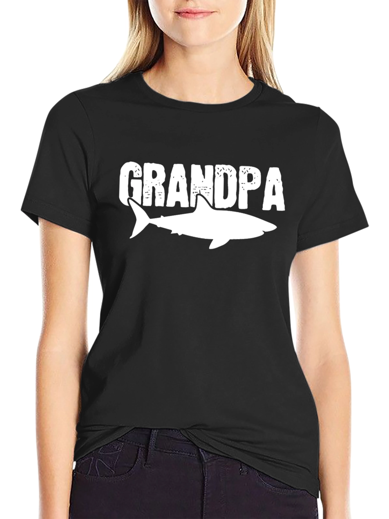 Grandpa Shark Graphic Tee - Mens Black T-Shirt