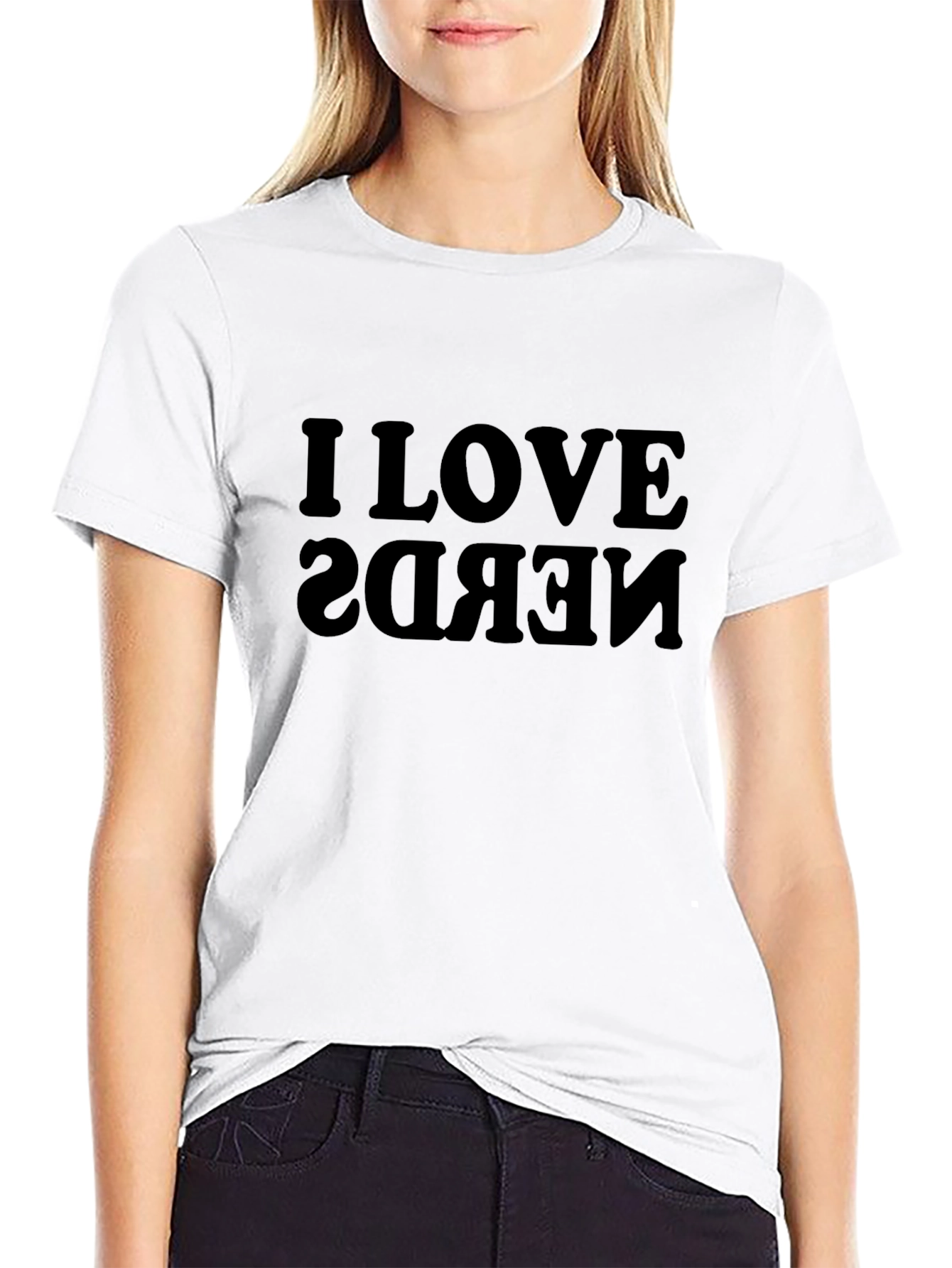 I Love Nerds Mens Black Graphic Tee Shirt