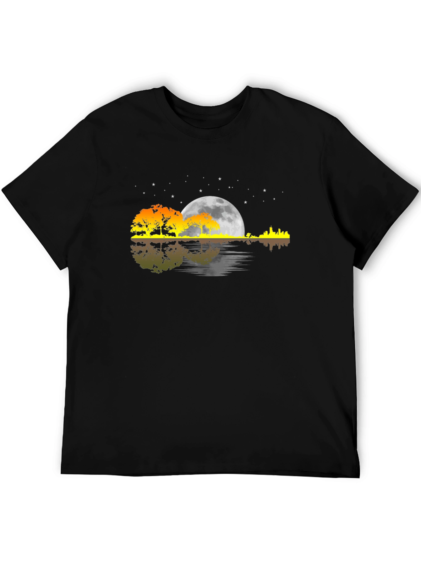 Moonlit Guitar Landscape T-Shirt