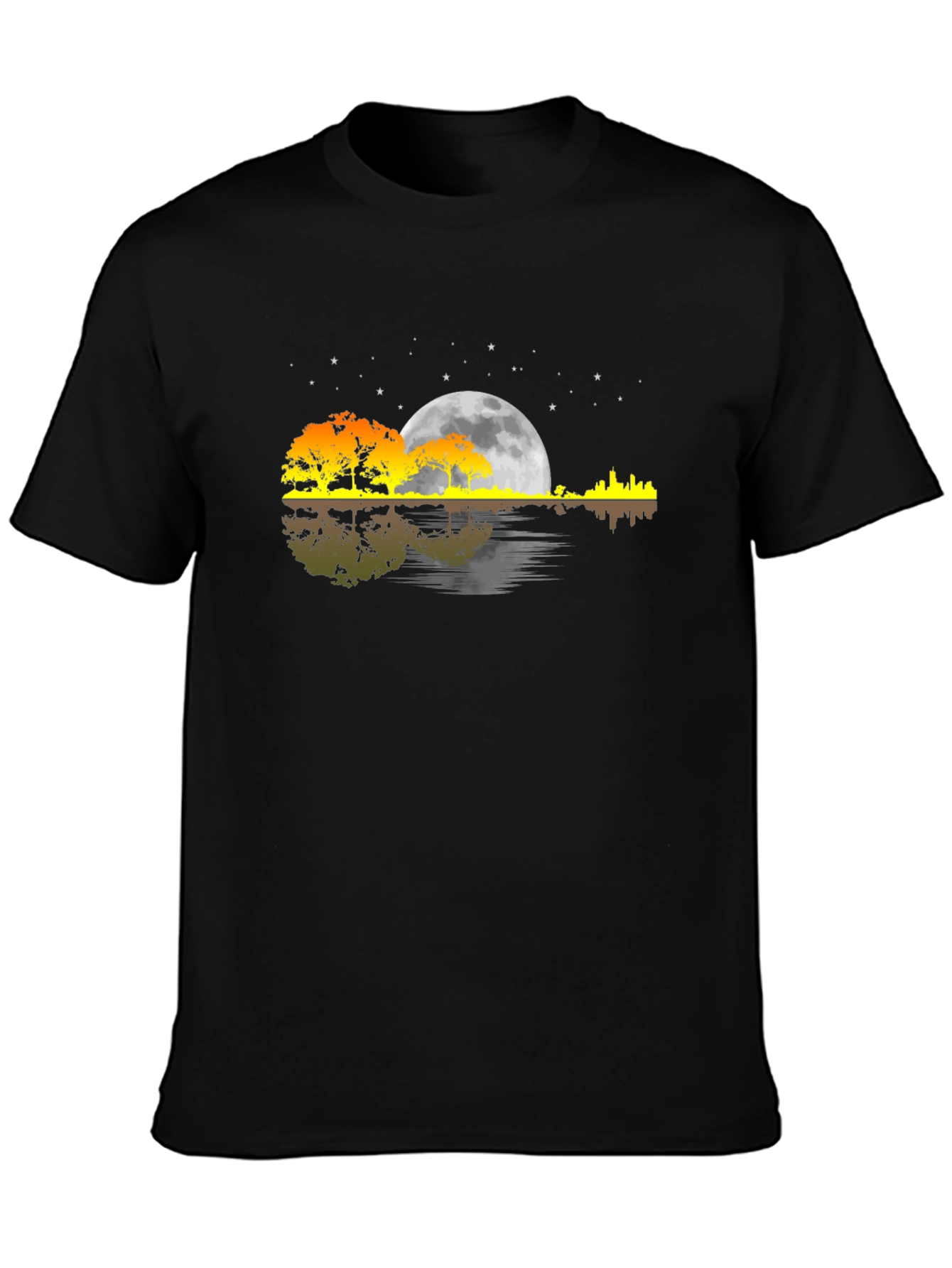 Moonlit Guitar Landscape T-Shirt
