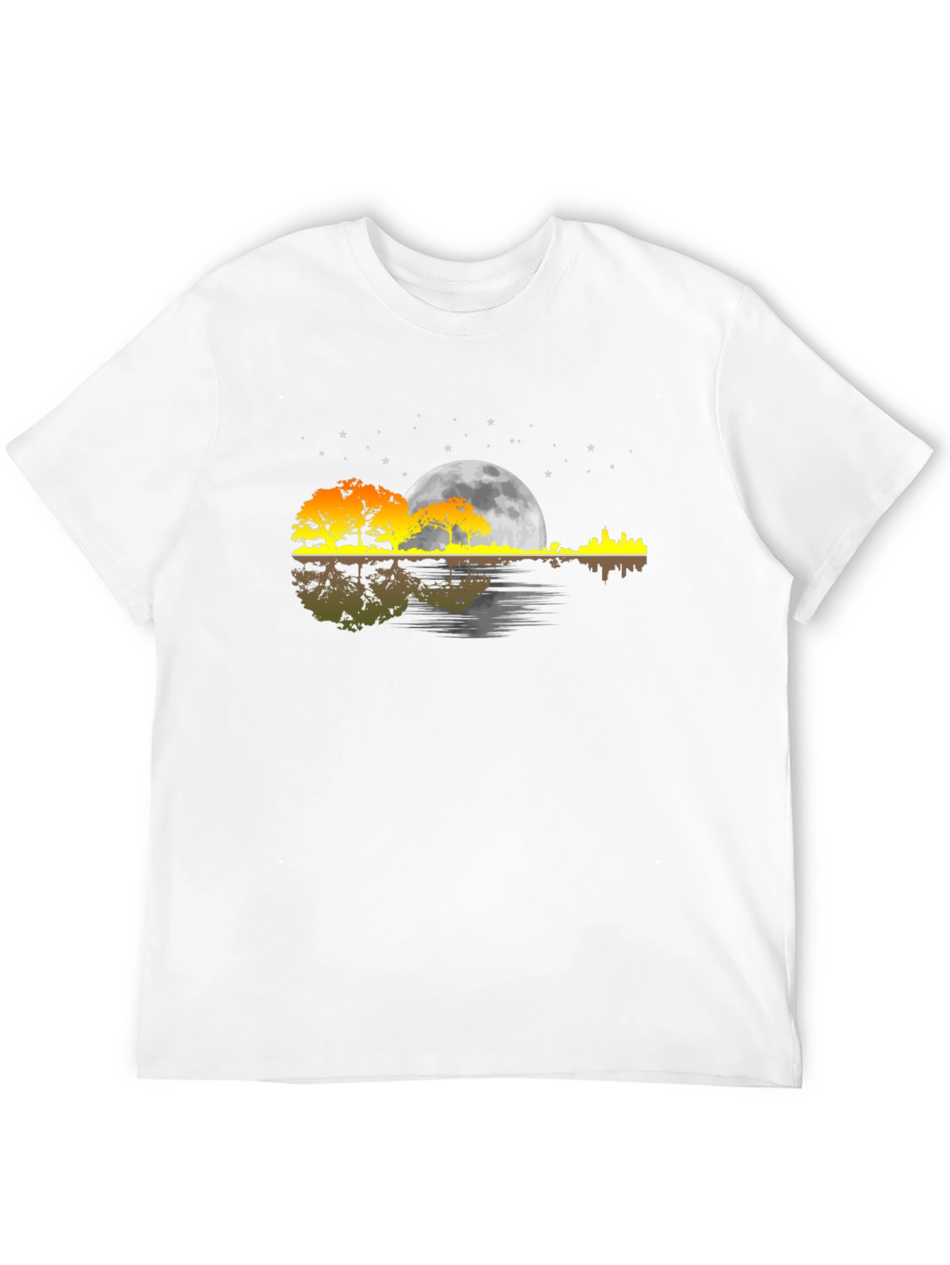 Moonlit Guitar Landscape T-Shirt