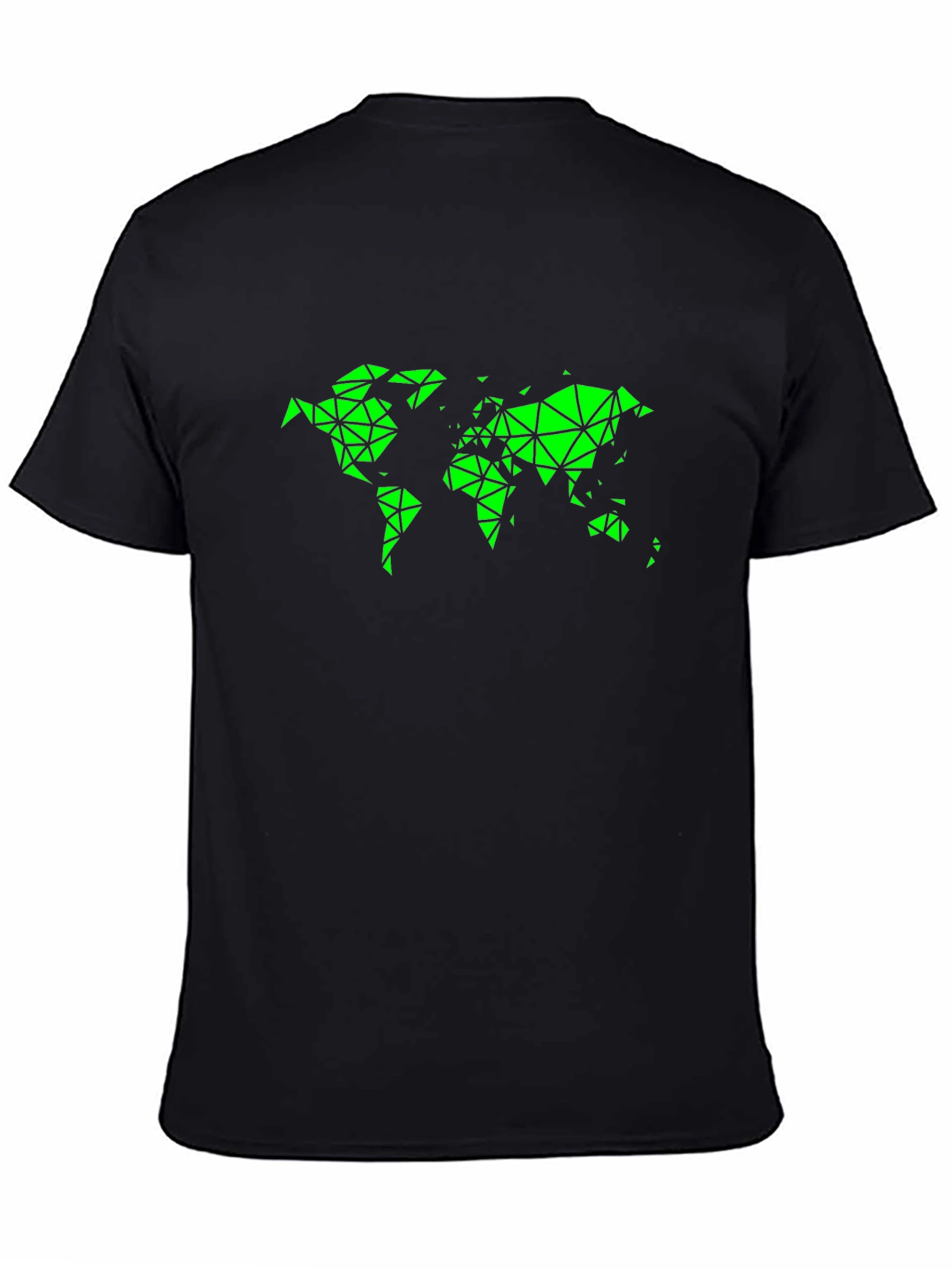 Geometric World Map Black T-Shirt