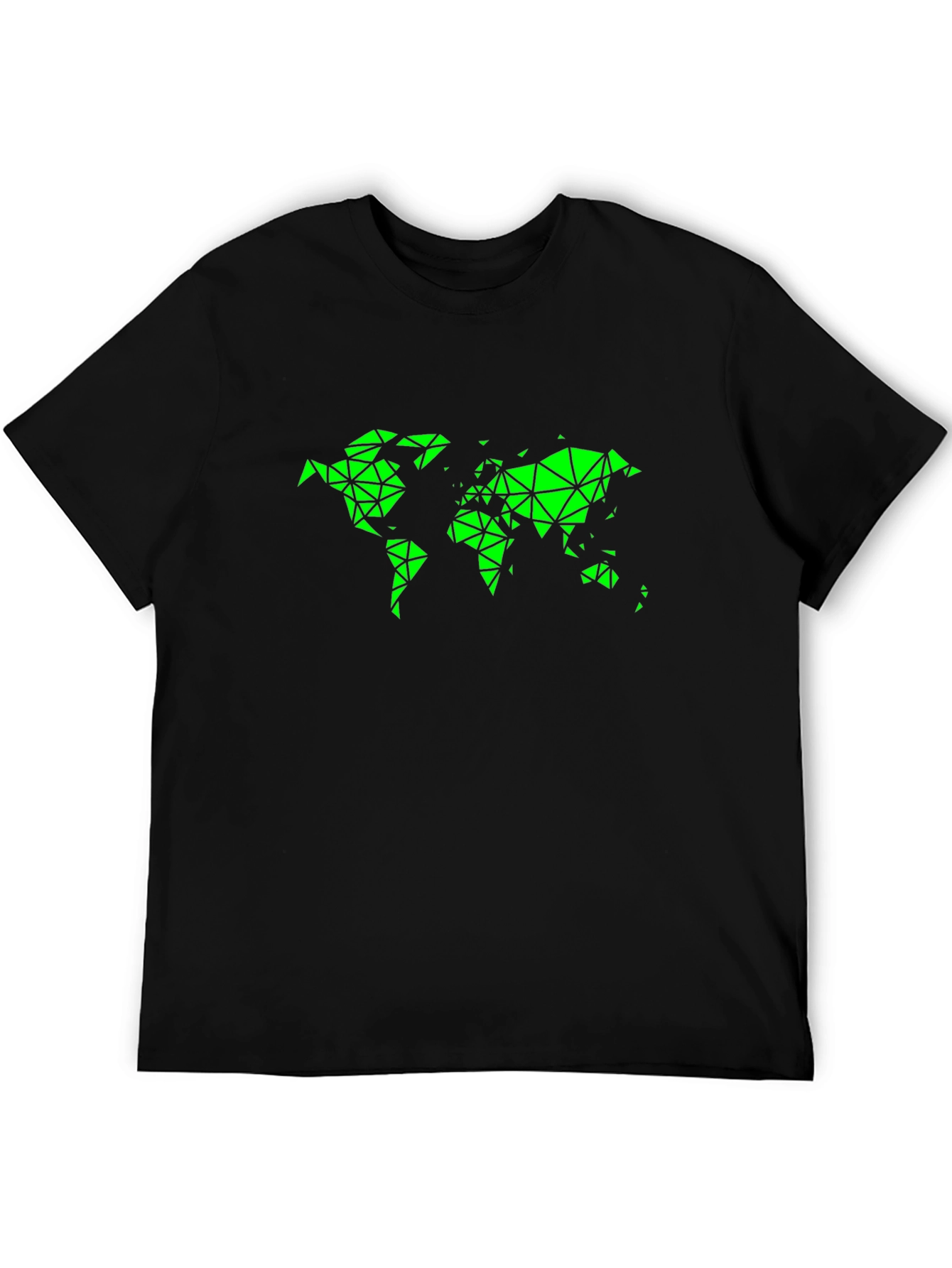Geometric World Map Black T-Shirt