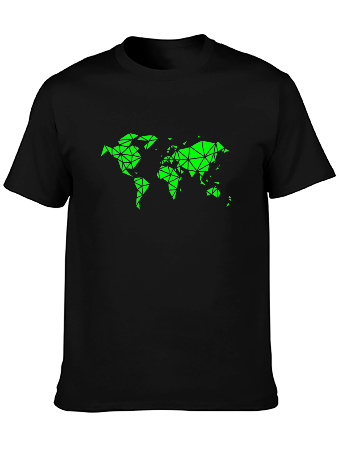 Geometric World Map Black T-Shirt