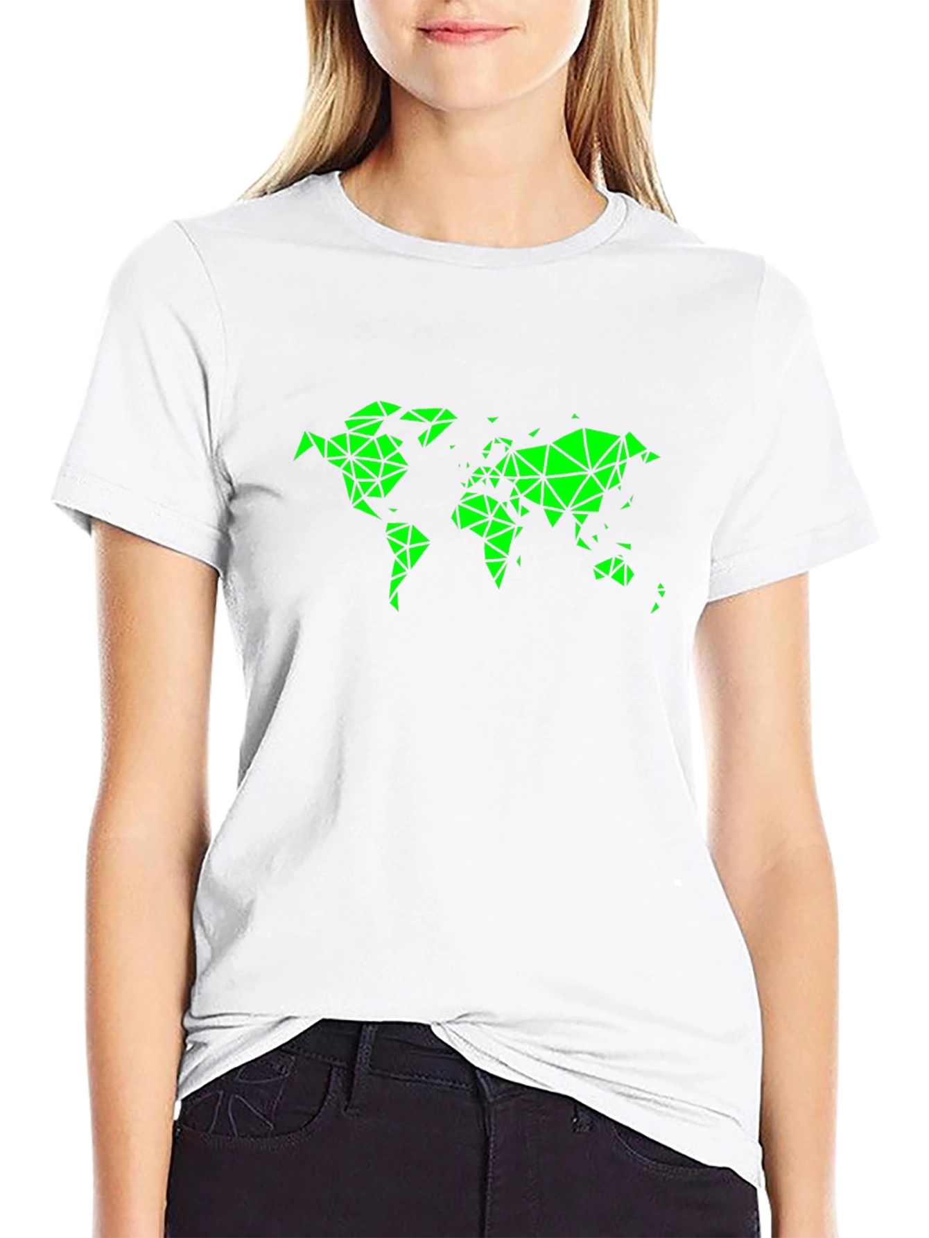 Geometric World Map Black T-Shirt