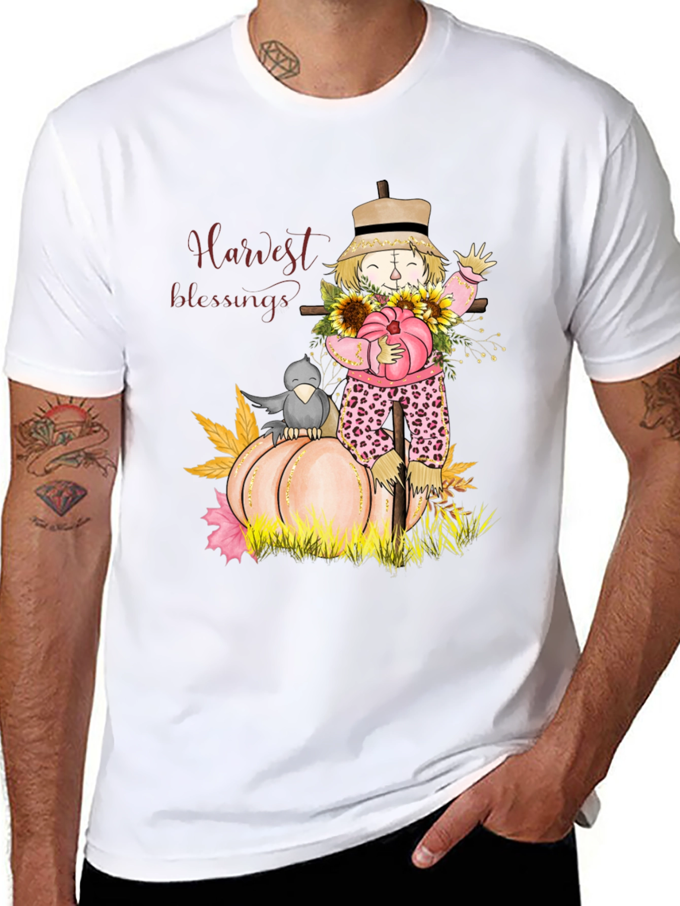 Harvest Blessings Scarecrow Graphic Tee