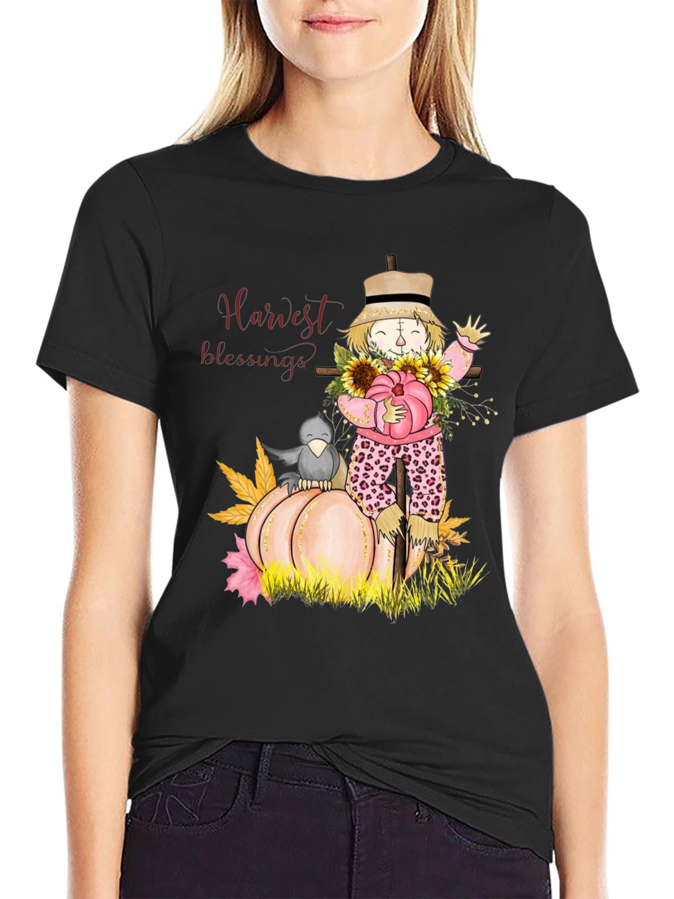 Harvest Blessings Scarecrow Graphic Tee