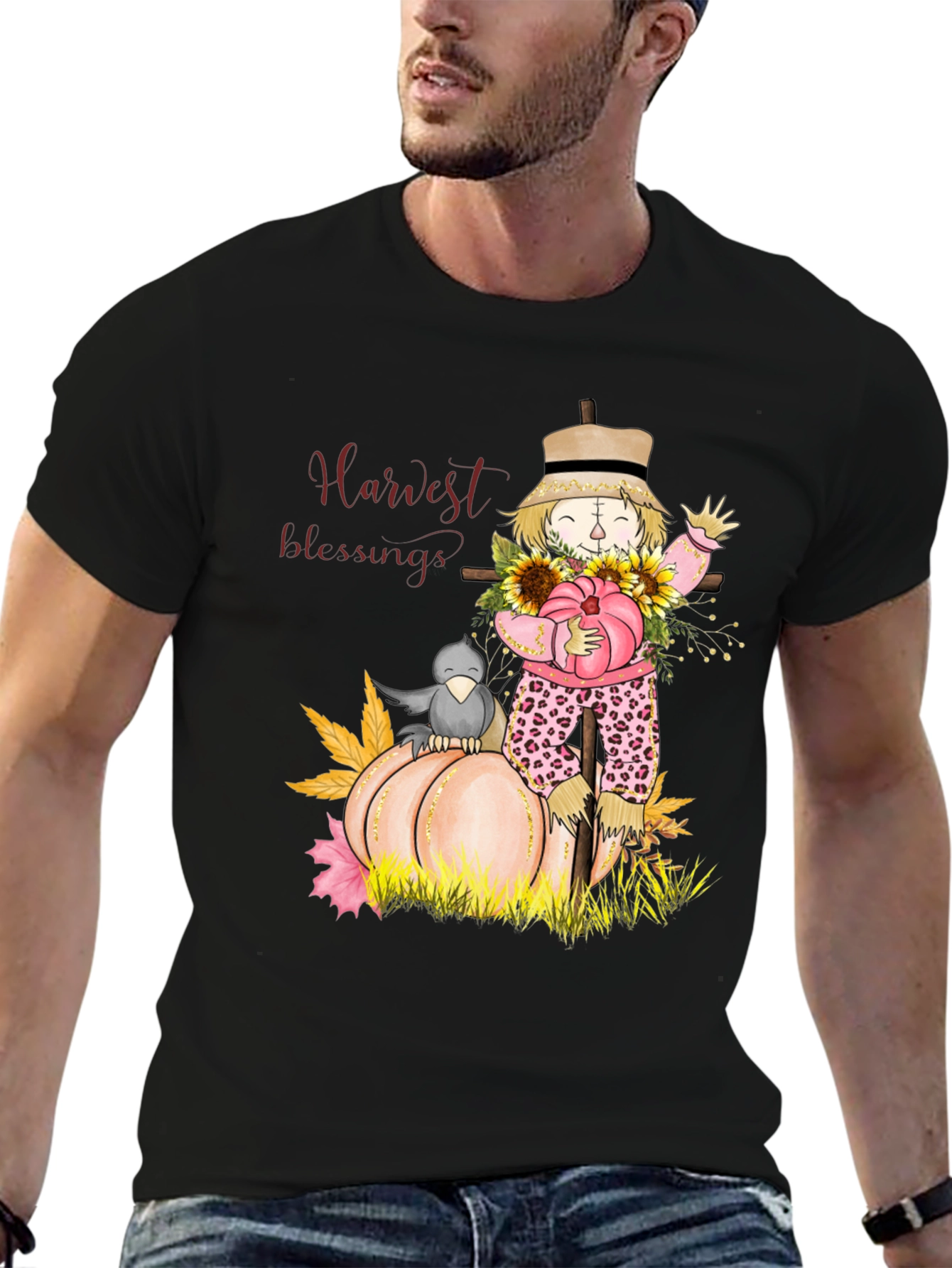 Harvest Blessings Scarecrow Graphic Tee