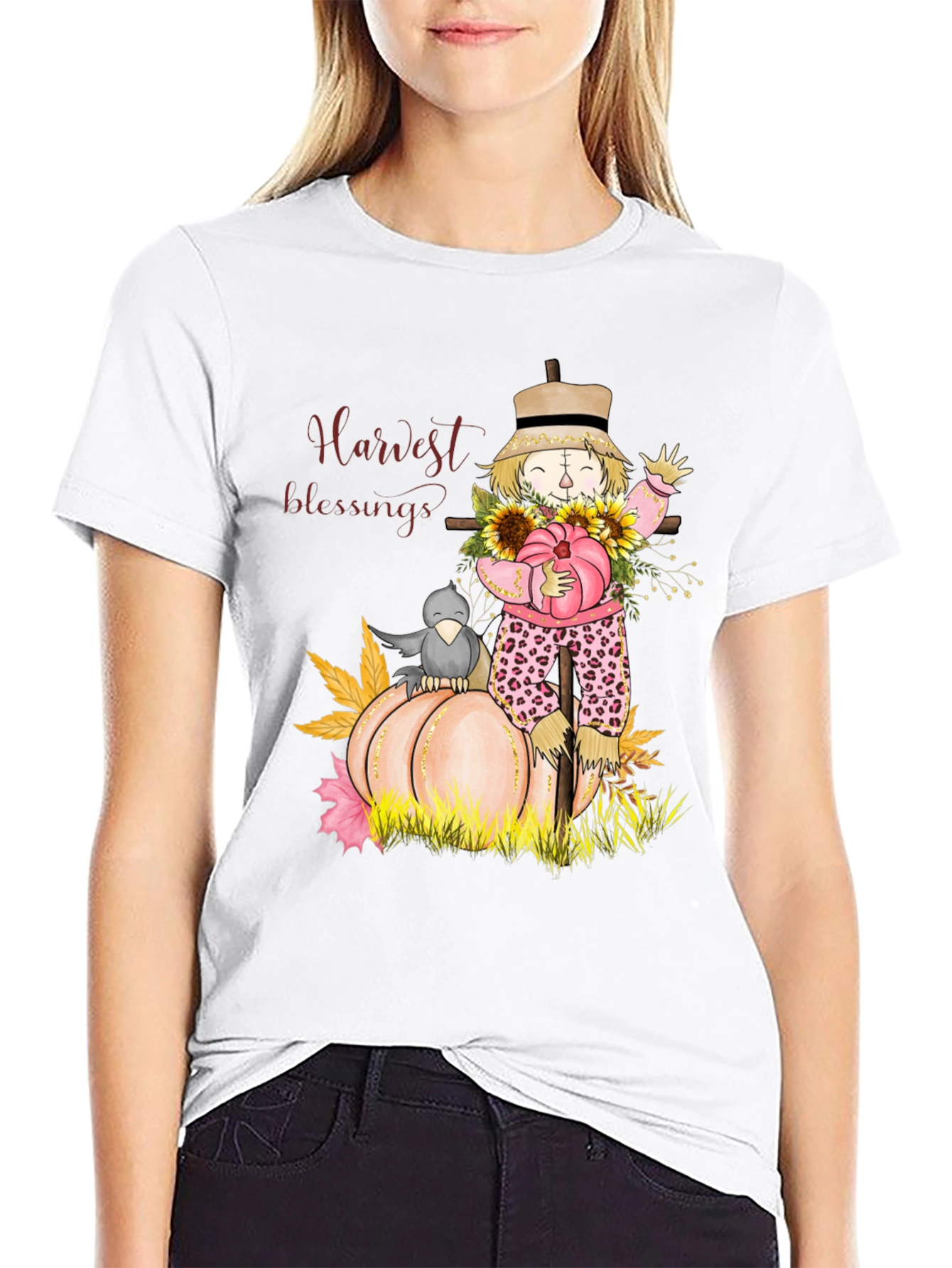 Harvest Blessings Scarecrow Graphic Tee