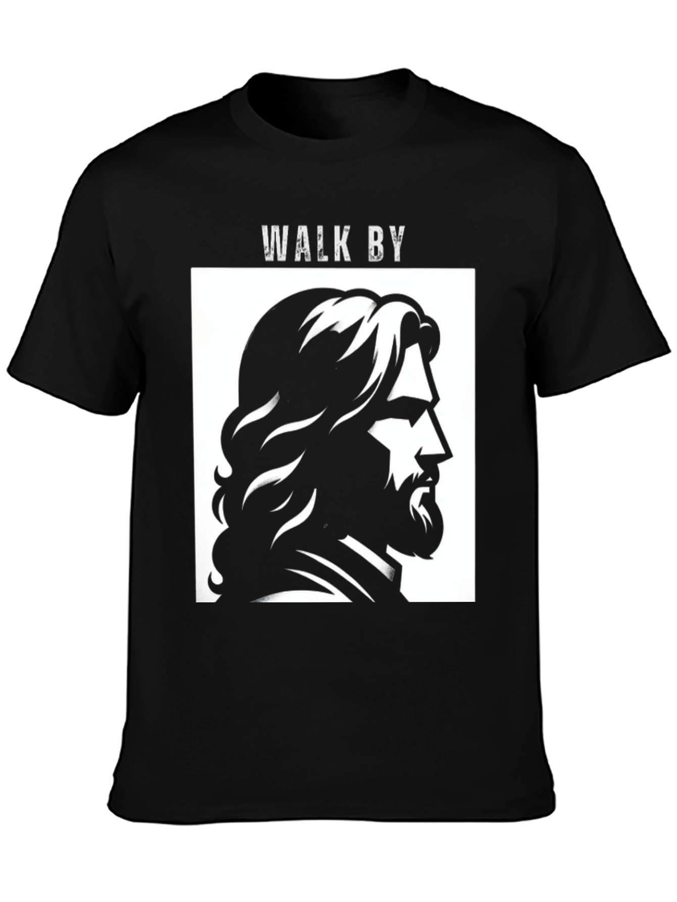 Walk By Graphic Tee - Black Cotton T-Shirt