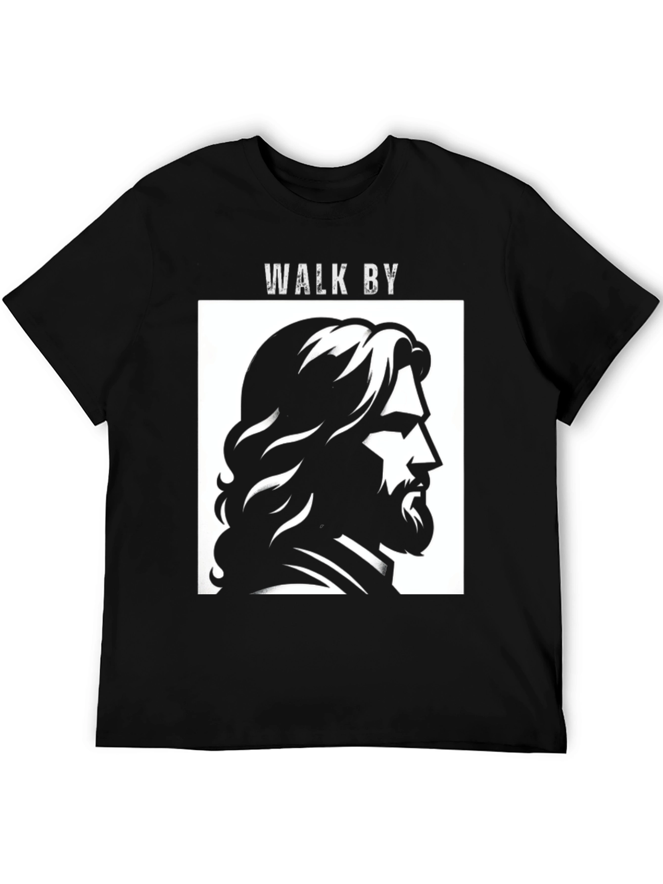 Walk By Graphic Tee - Black Cotton T-Shirt