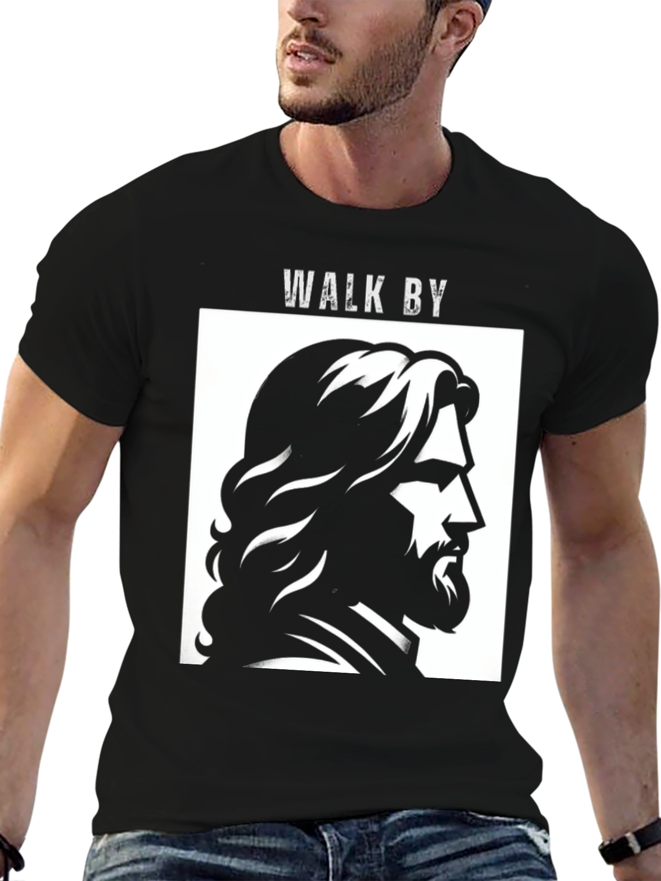 Walk By Graphic Tee - Black Cotton T-Shirt