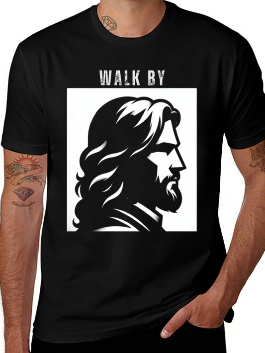 Walk By Graphic Tee - Black Cotton T-Shirt