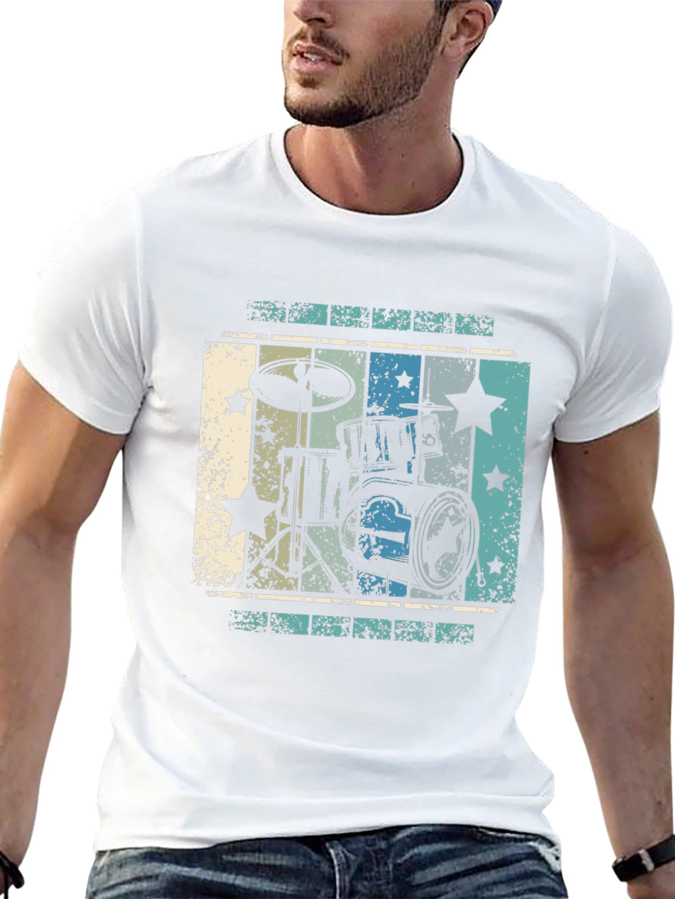 Retro Drum Set Graphic Tee