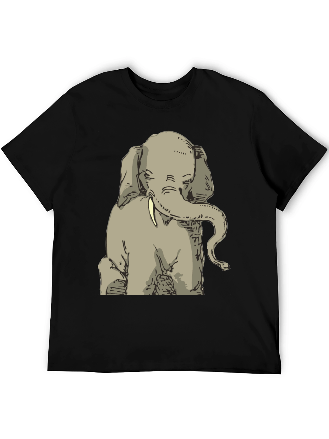 Elephant Graphic Print T-Shirt - Mens Black Tee