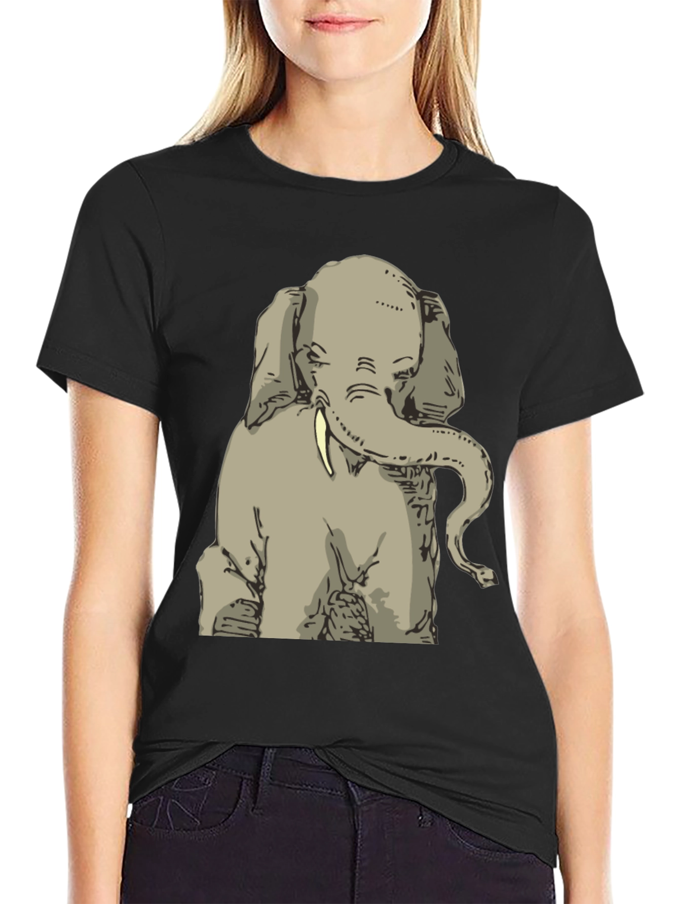 Elephant Graphic Print T-Shirt - Mens Black Tee