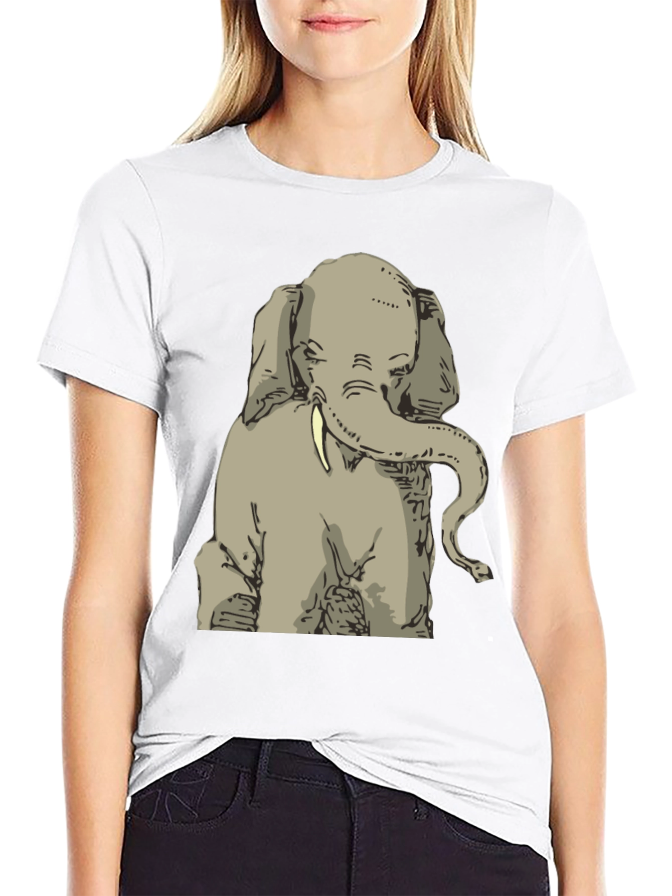 Elephant Graphic Print T-Shirt - Mens Black Tee