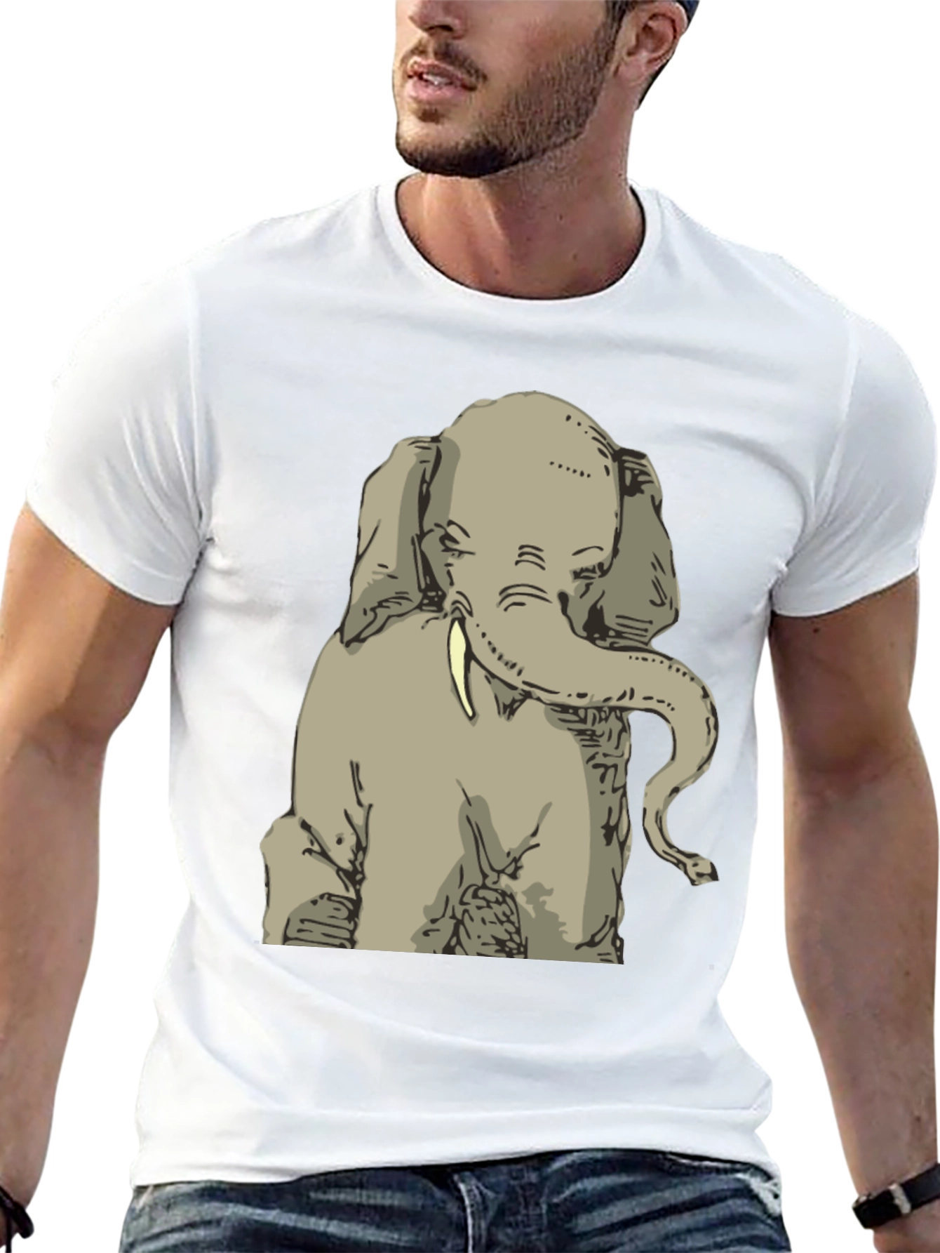 Elephant Graphic Print T-Shirt - Mens Black Tee