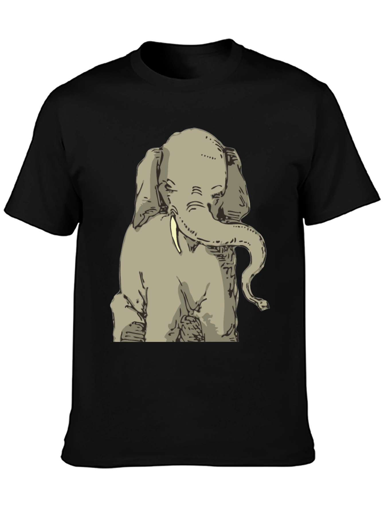 Elephant Graphic Print T-Shirt - Mens Black Tee