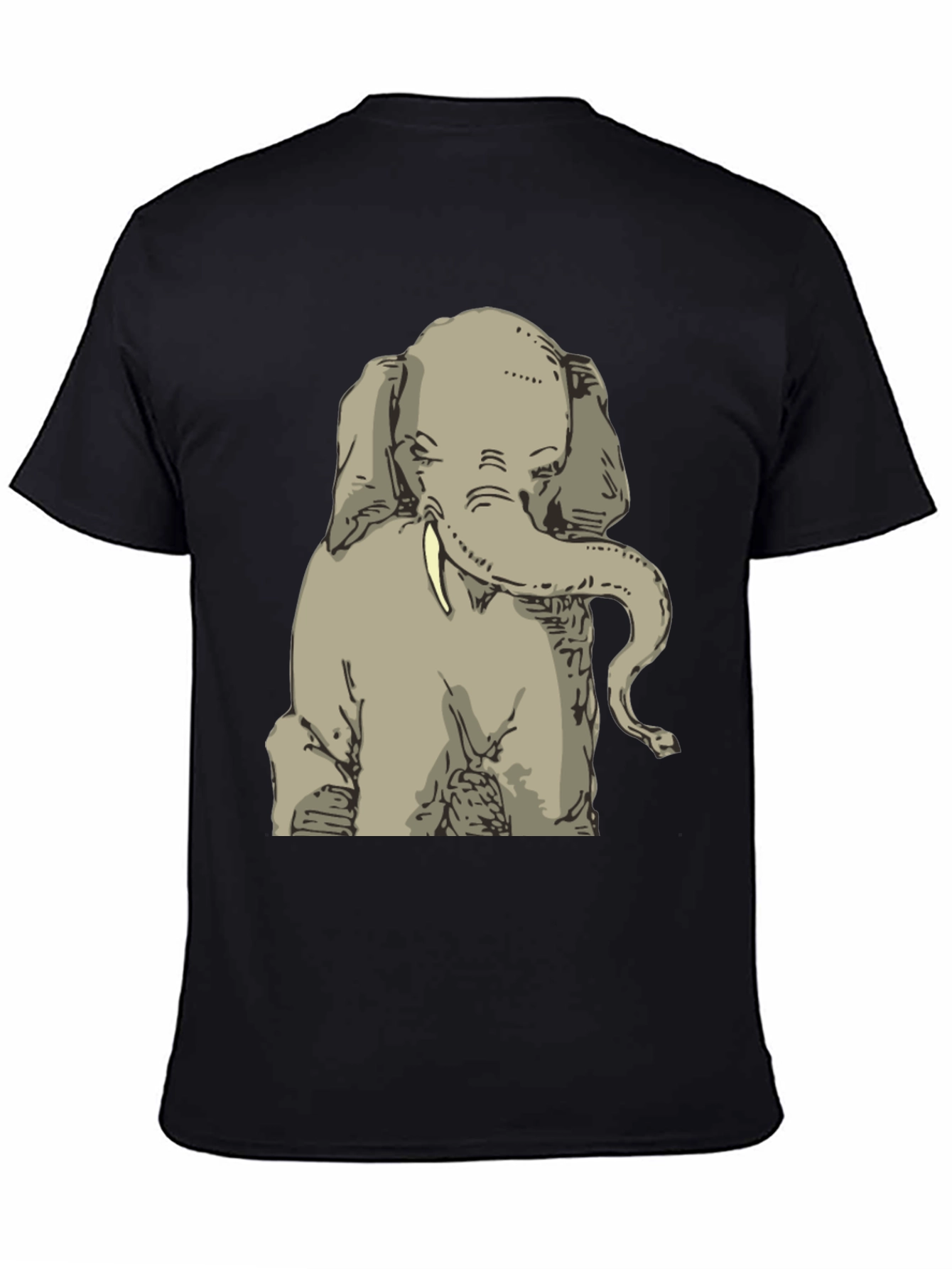 Elephant Graphic Print T-Shirt - Mens Black Tee