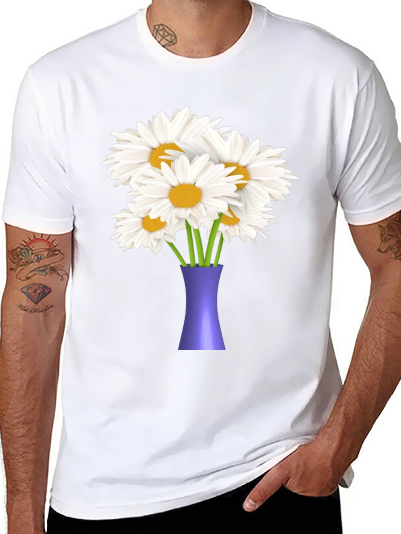 Daisy Bouquet Graphic Tee - Black Casual T-Shirt