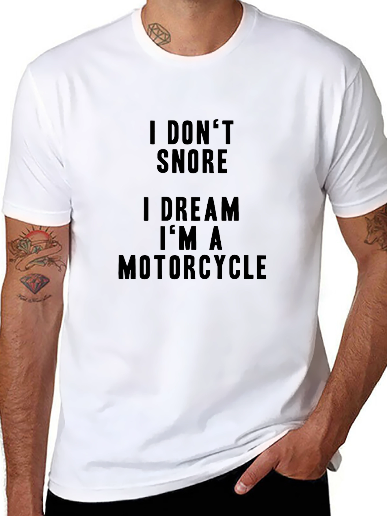 I Dont Snore Motorcycle Dream Black T-Shirt