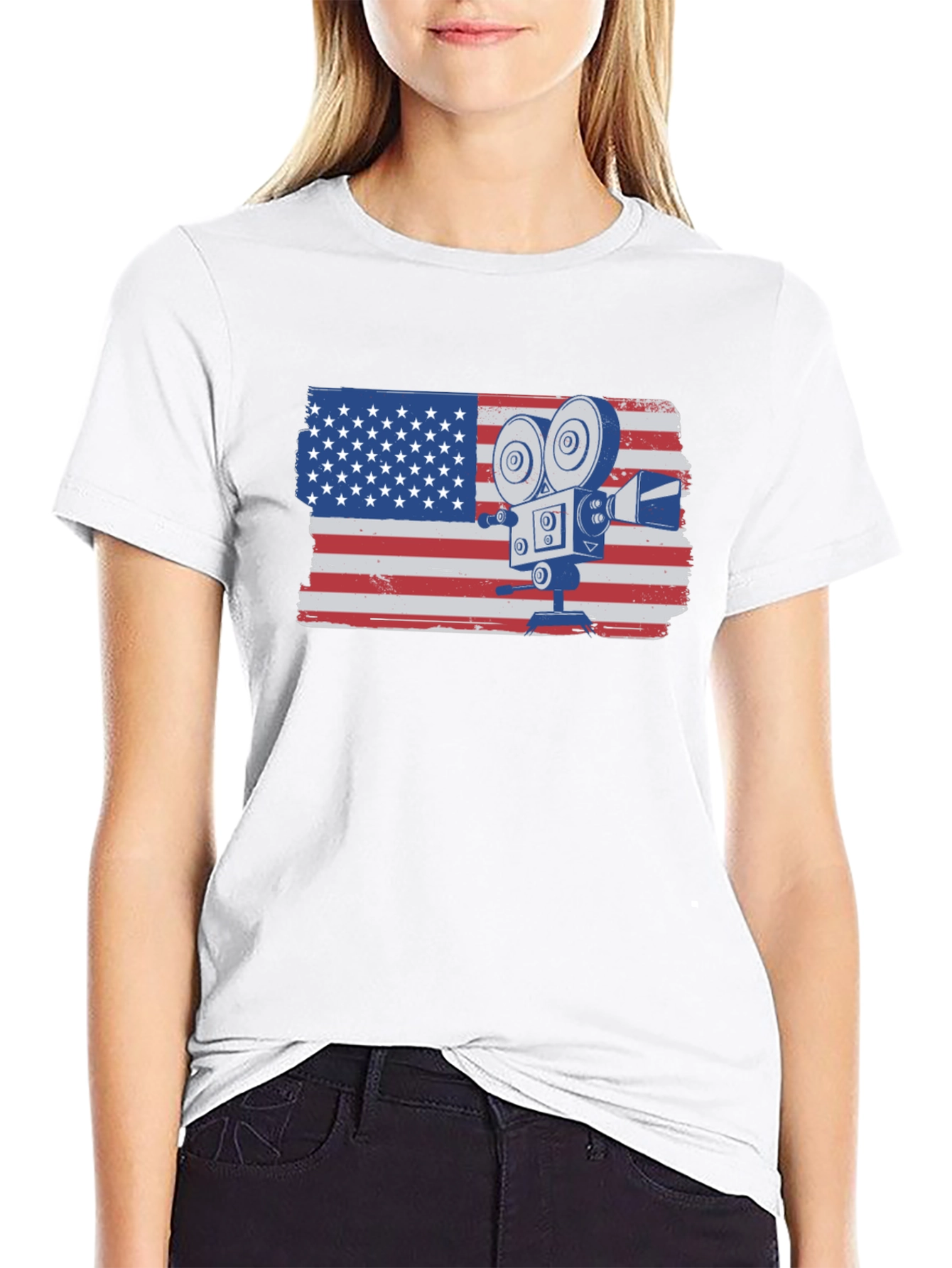 American Flag Camera T-Shirt
