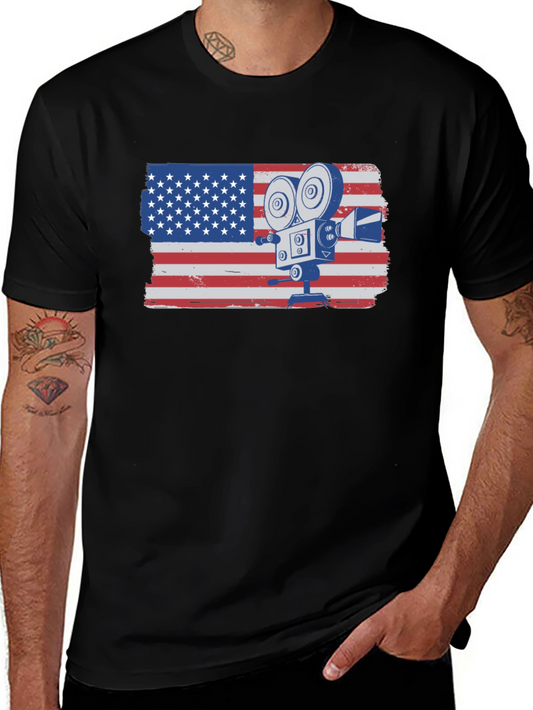 American Flag Camera T-Shirt