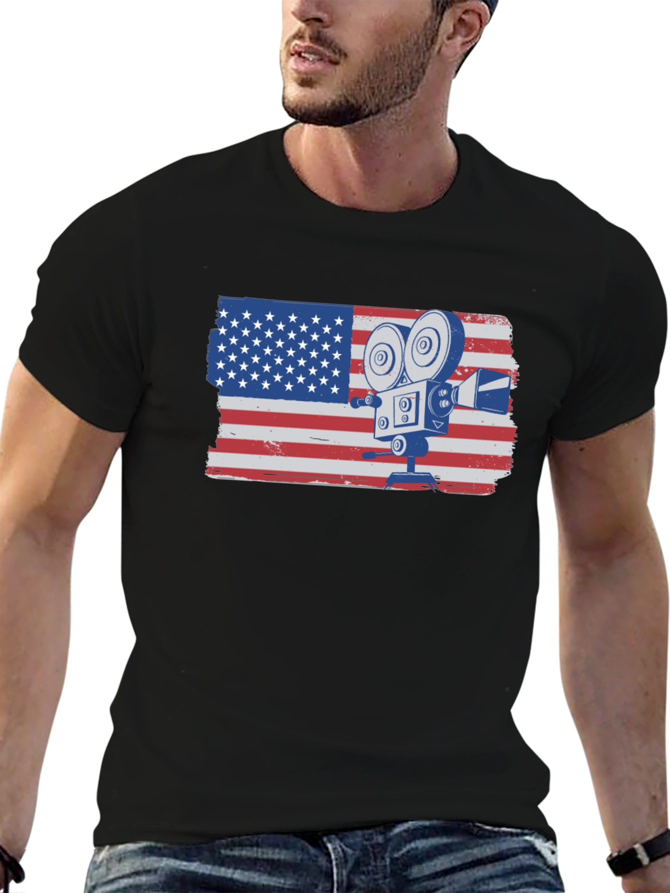 American Flag Camera T-Shirt
