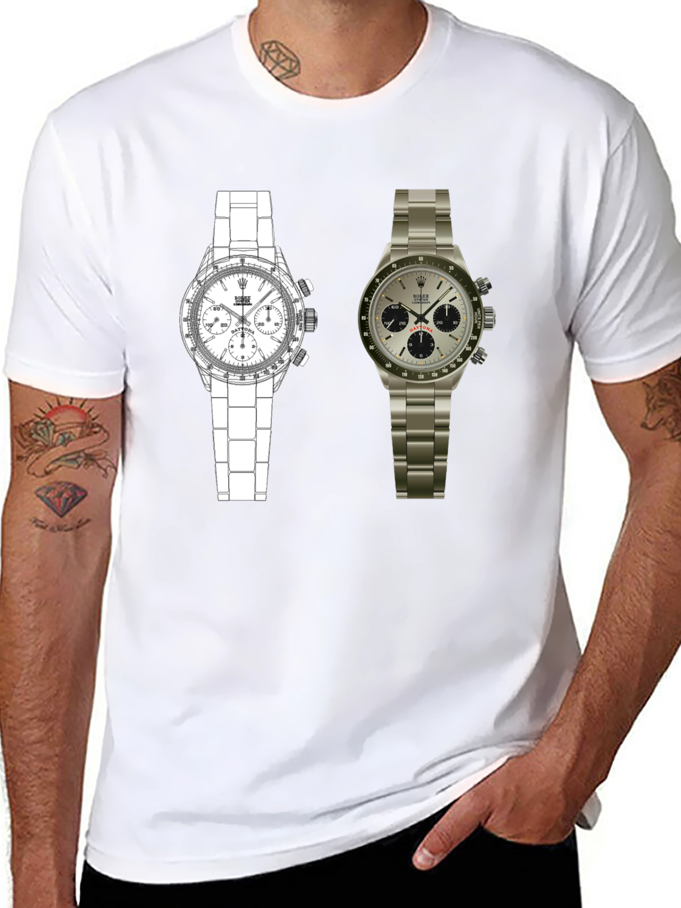 Dual Watch Graphic Tee - Timepiece Art