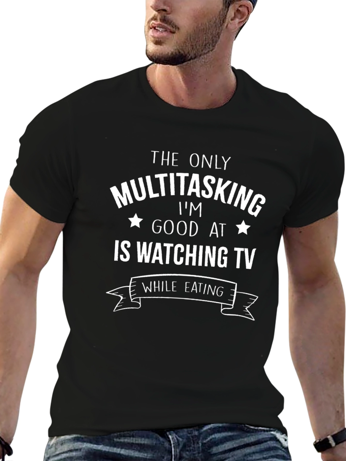 Funny Multitasking TV Watching T-Shirt