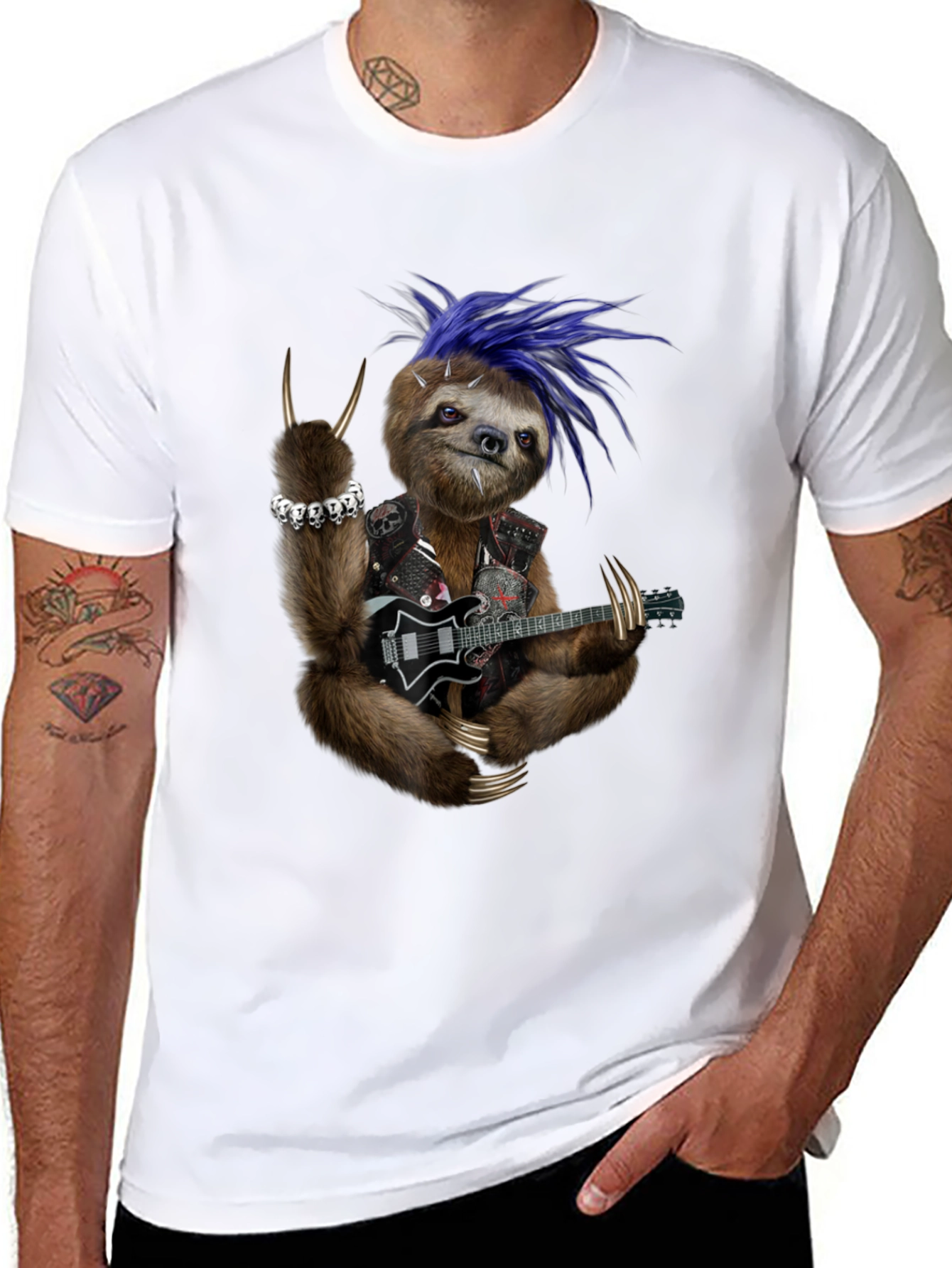 Rocking Sloth T-Shirt - Heavy Metal Animal Tee