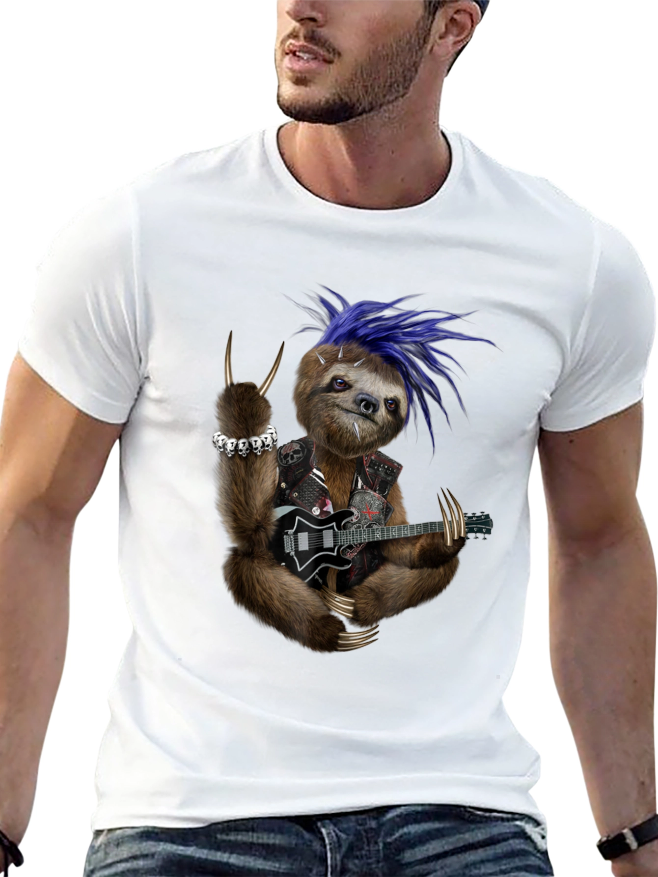 Rocking Sloth T-Shirt - Heavy Metal Animal Tee