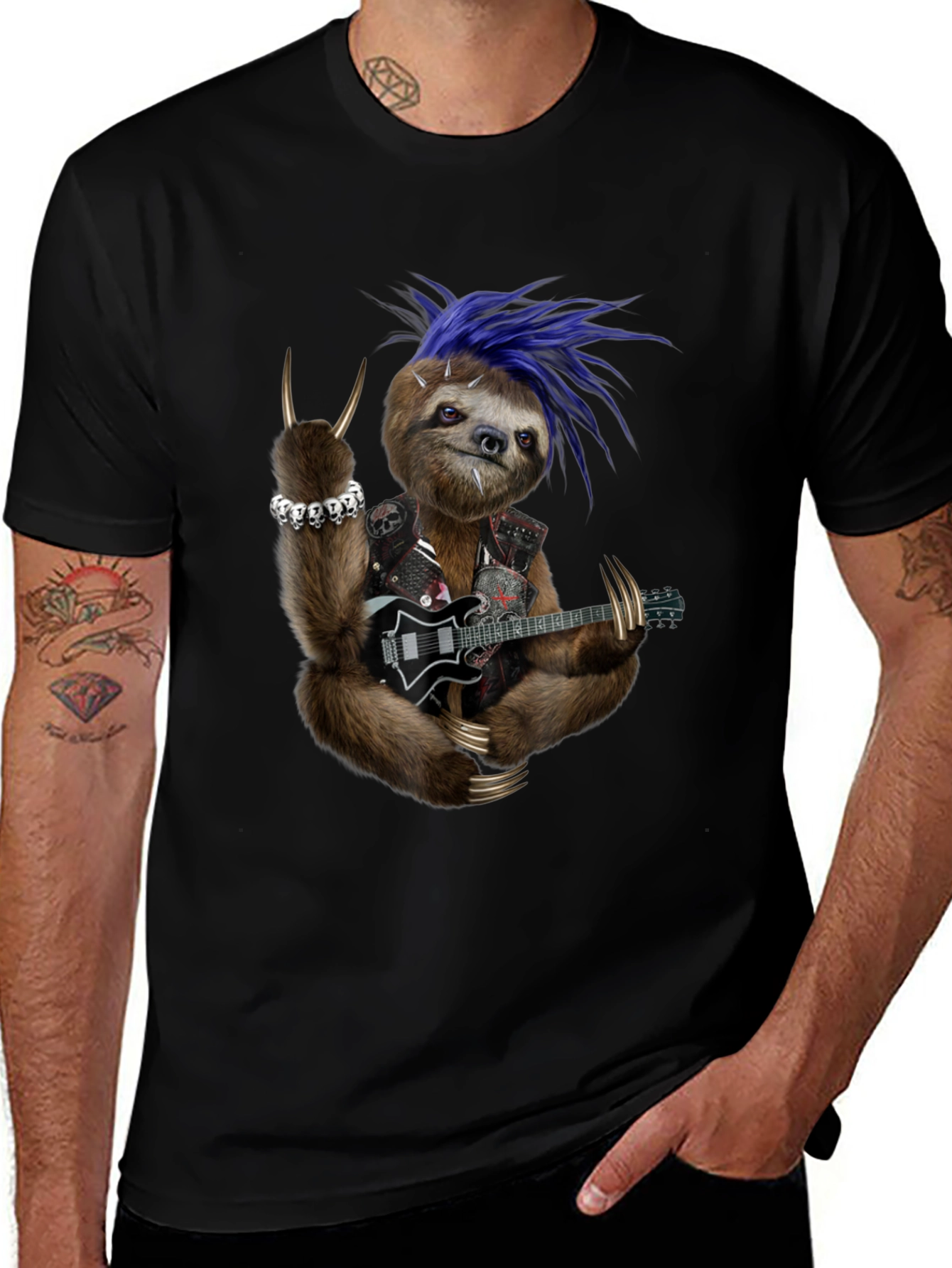 Rocking Sloth T-Shirt - Heavy Metal Animal Tee
