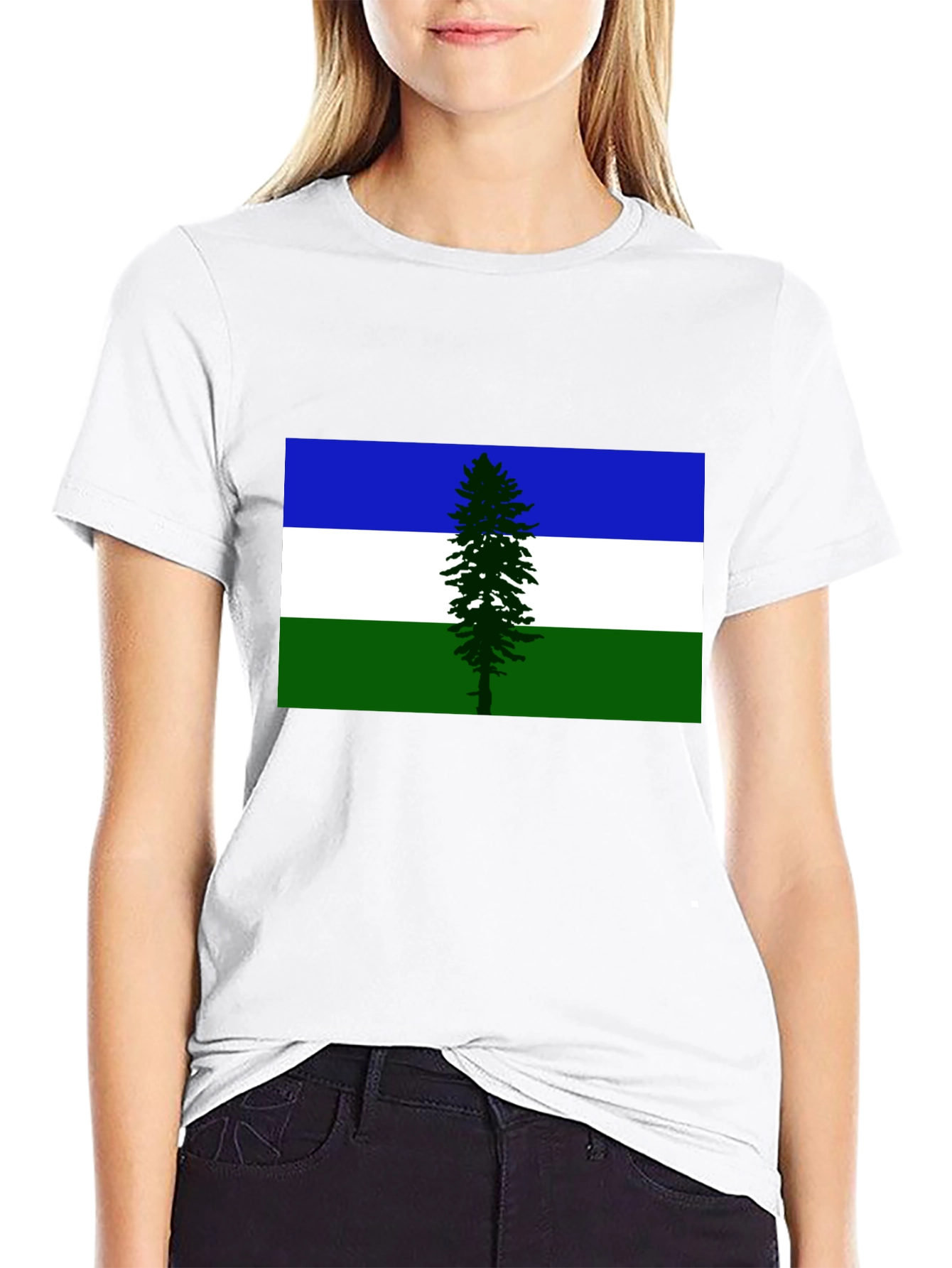 Evergreen Flag Graphic Tee - Soft Black Cotton T-Shirt