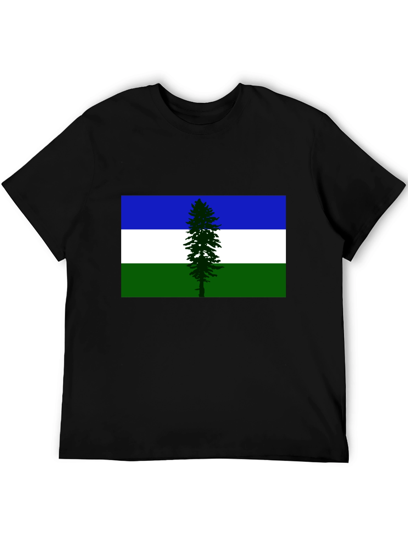 Evergreen Flag Graphic Tee - Soft Black Cotton T-Shirt