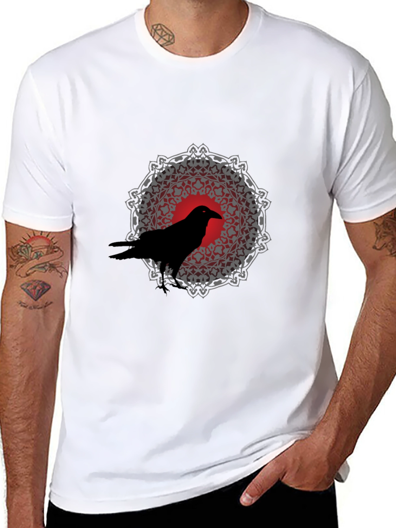 Raven Mandala Graphic Tee - Black