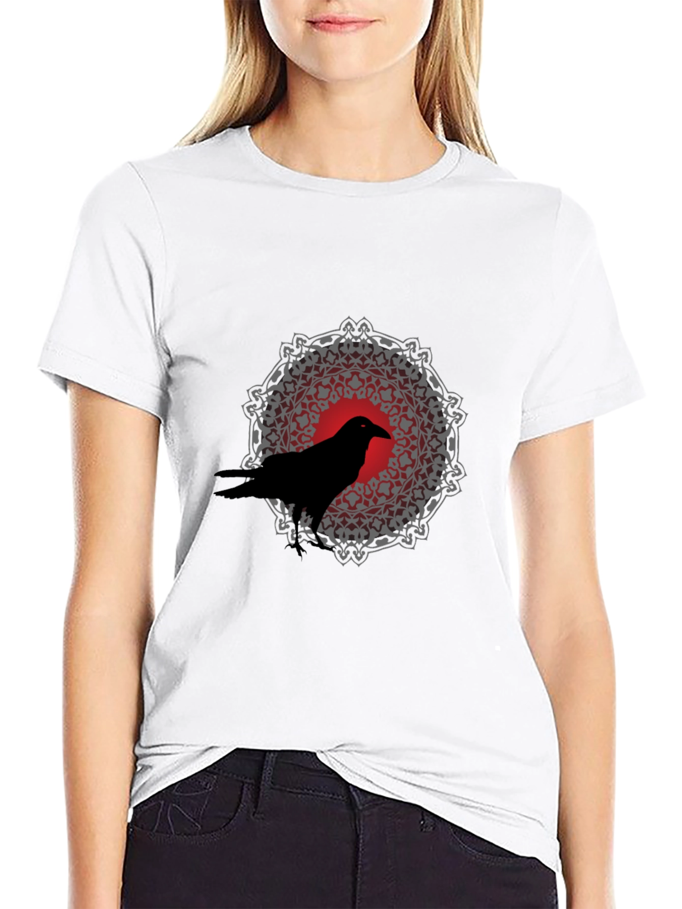 Raven Mandala Graphic Tee - Black