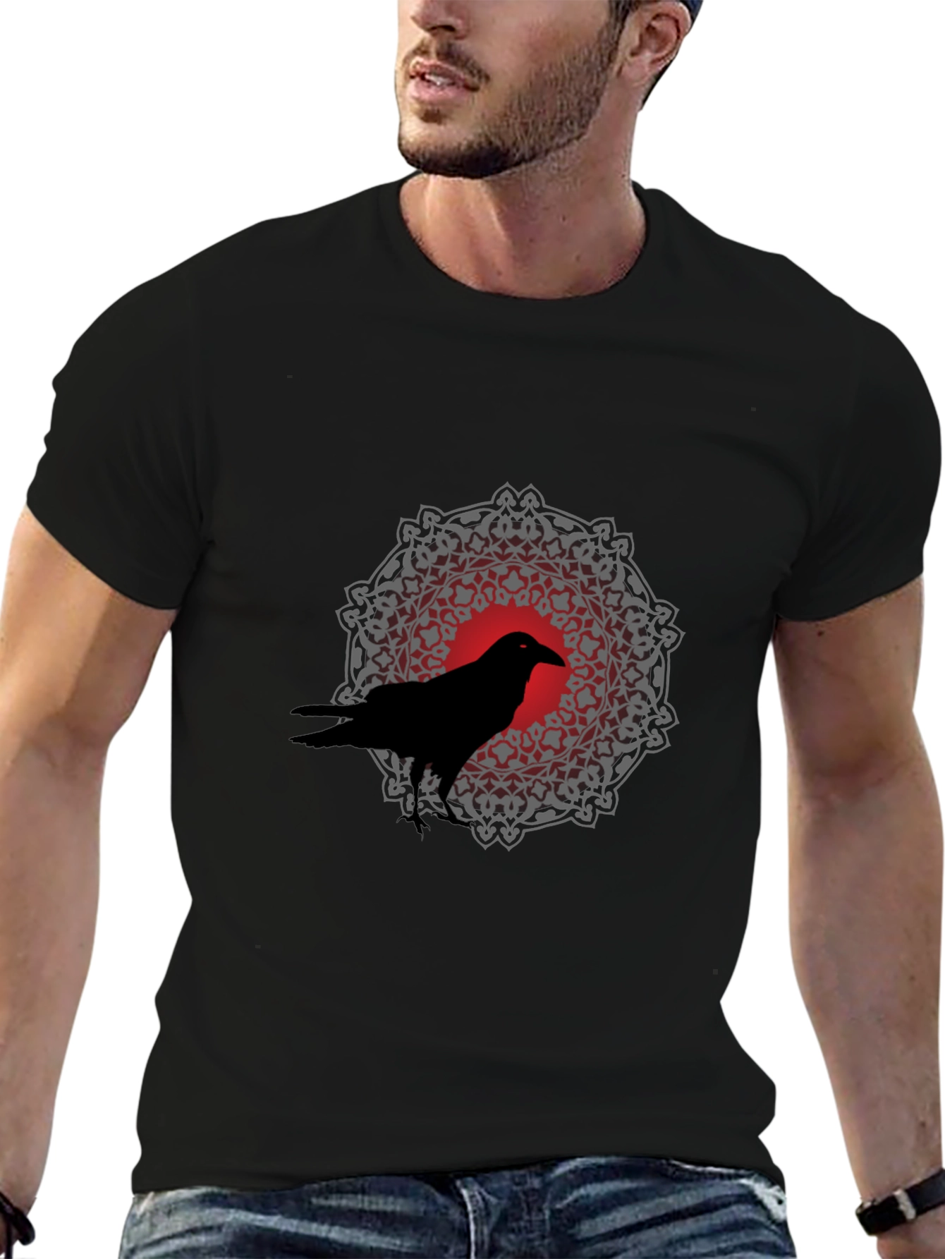 Raven Mandala Graphic Tee - Black