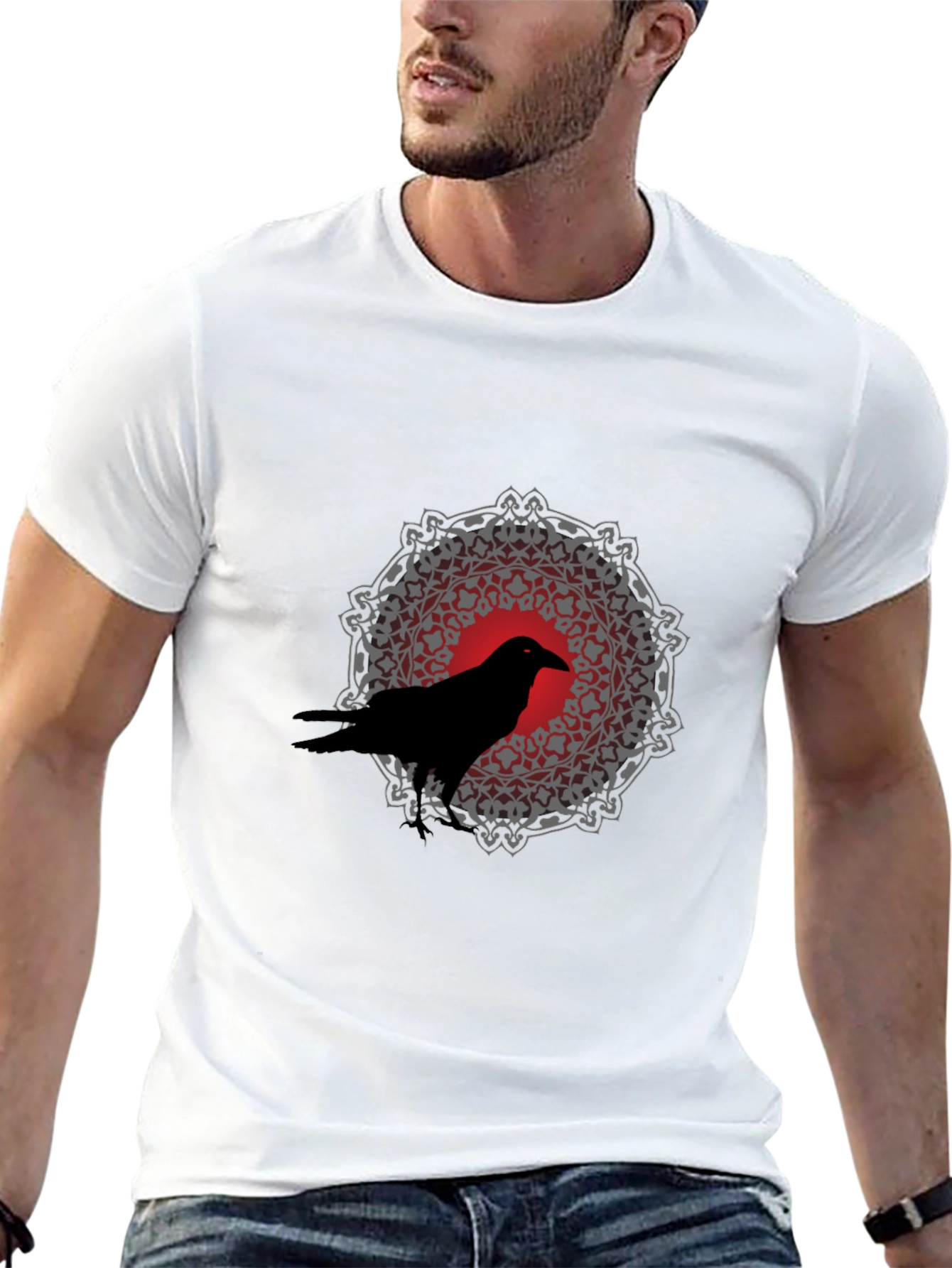 Raven Mandala Graphic Tee - Black