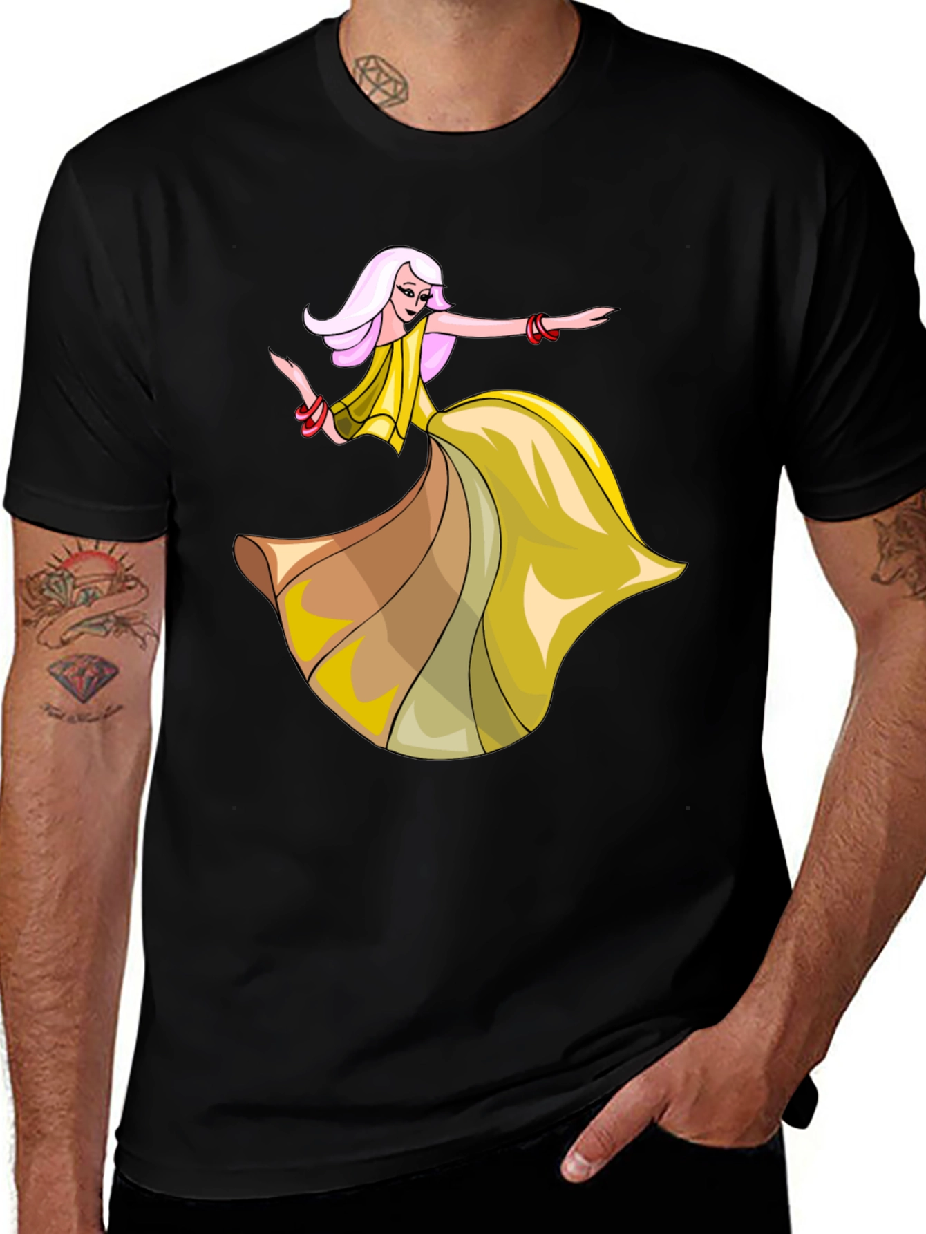Dancing Lady Graphic Tee - Stylish Black T-Shirt