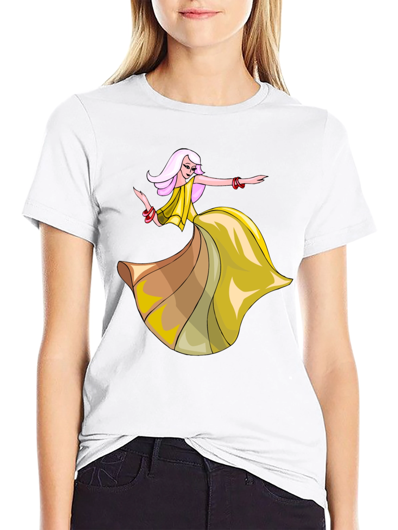 Dancing Lady Graphic Tee - Stylish Black T-Shirt