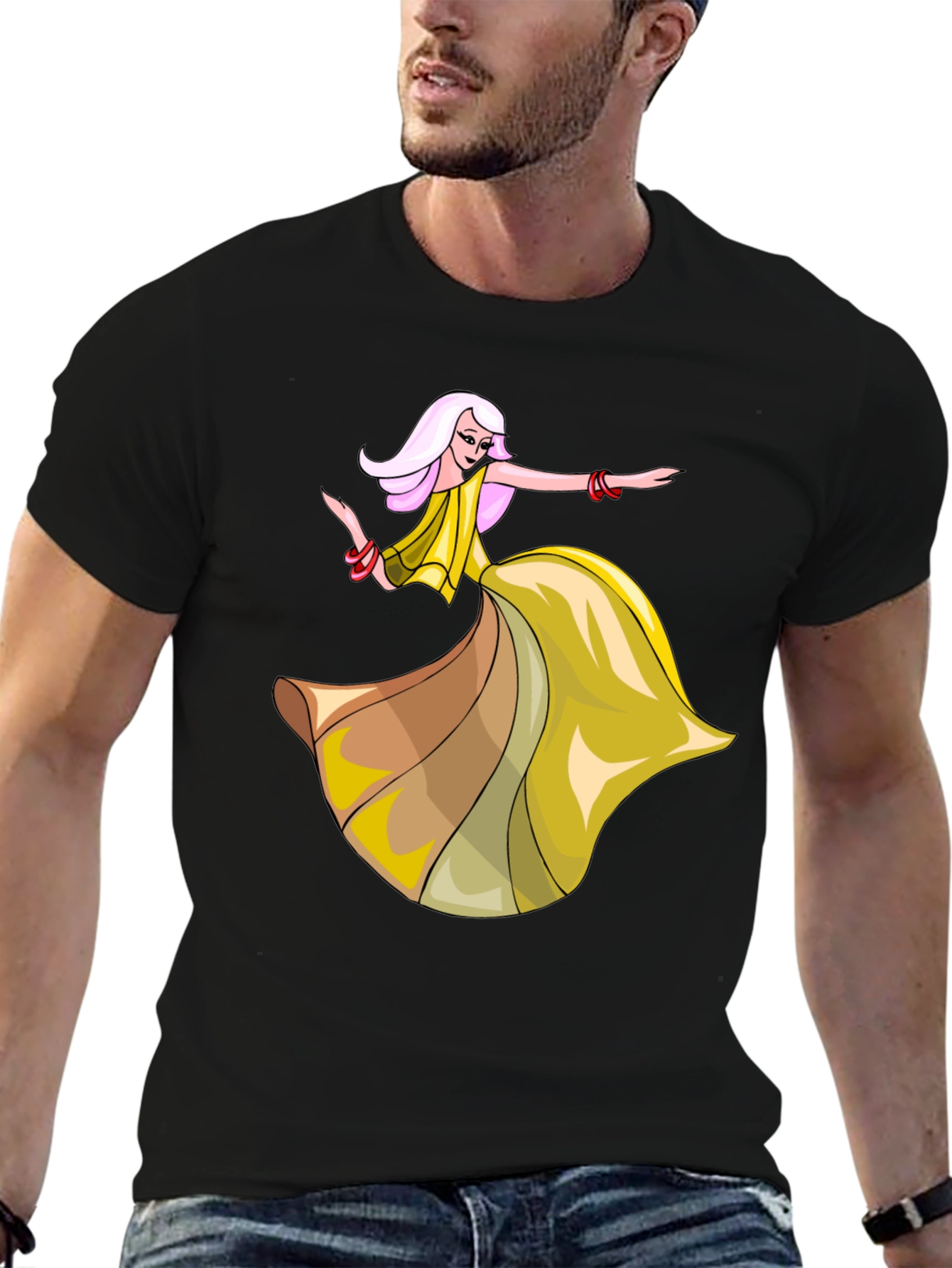 Dancing Lady Graphic Tee - Stylish Black T-Shirt