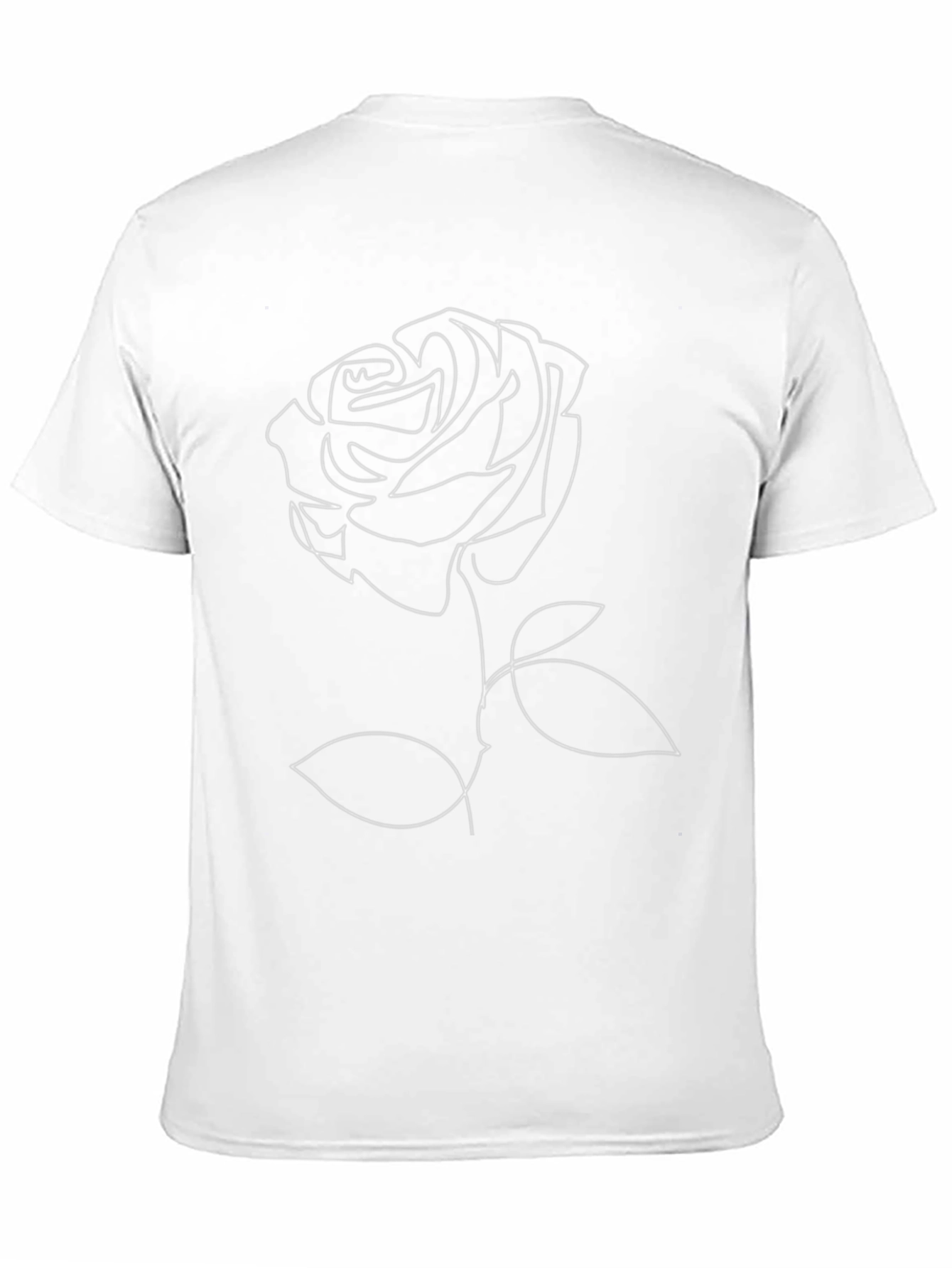 Minimalist Rose Line Art Black T-Shirt